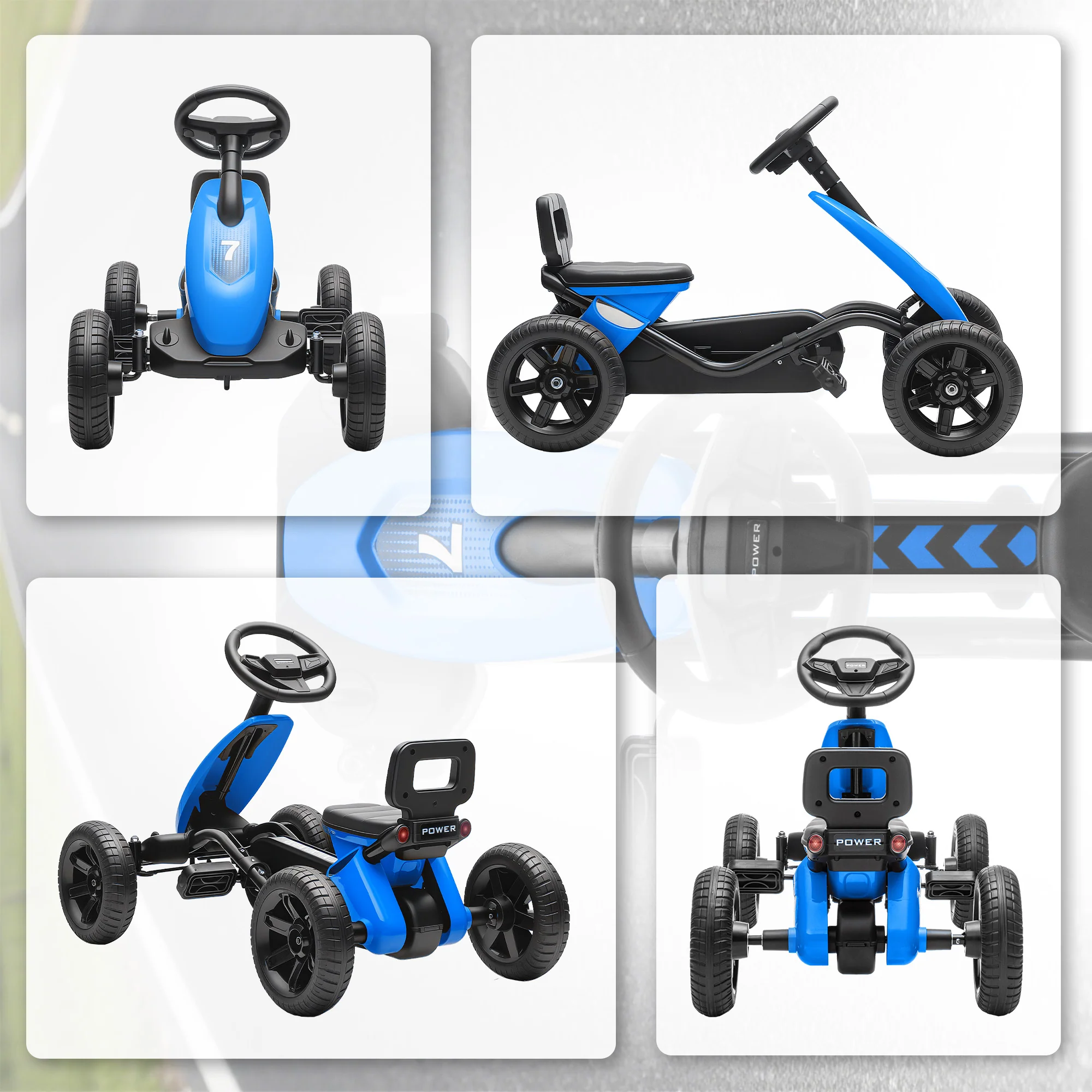 AIYAPLAY Pedal Go-Kart For Kids With Silent EVA Wheels, Metal Frame - Image 7