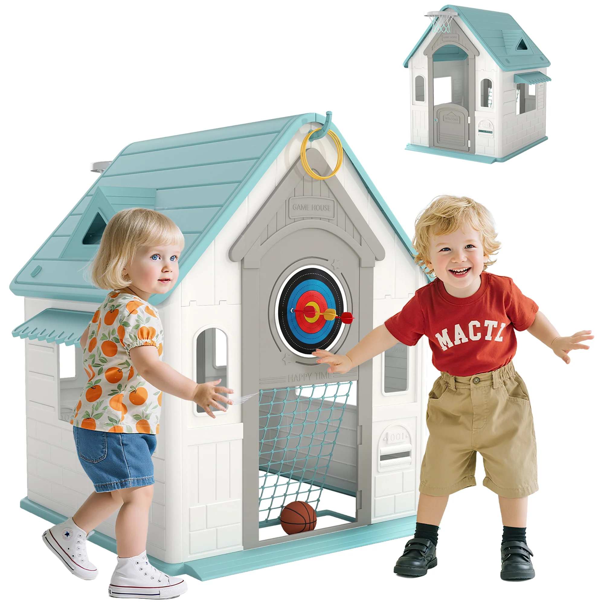AIYAPLAY Playhouse For Kids Outdoor Indoor, 5 In 1 Garden House