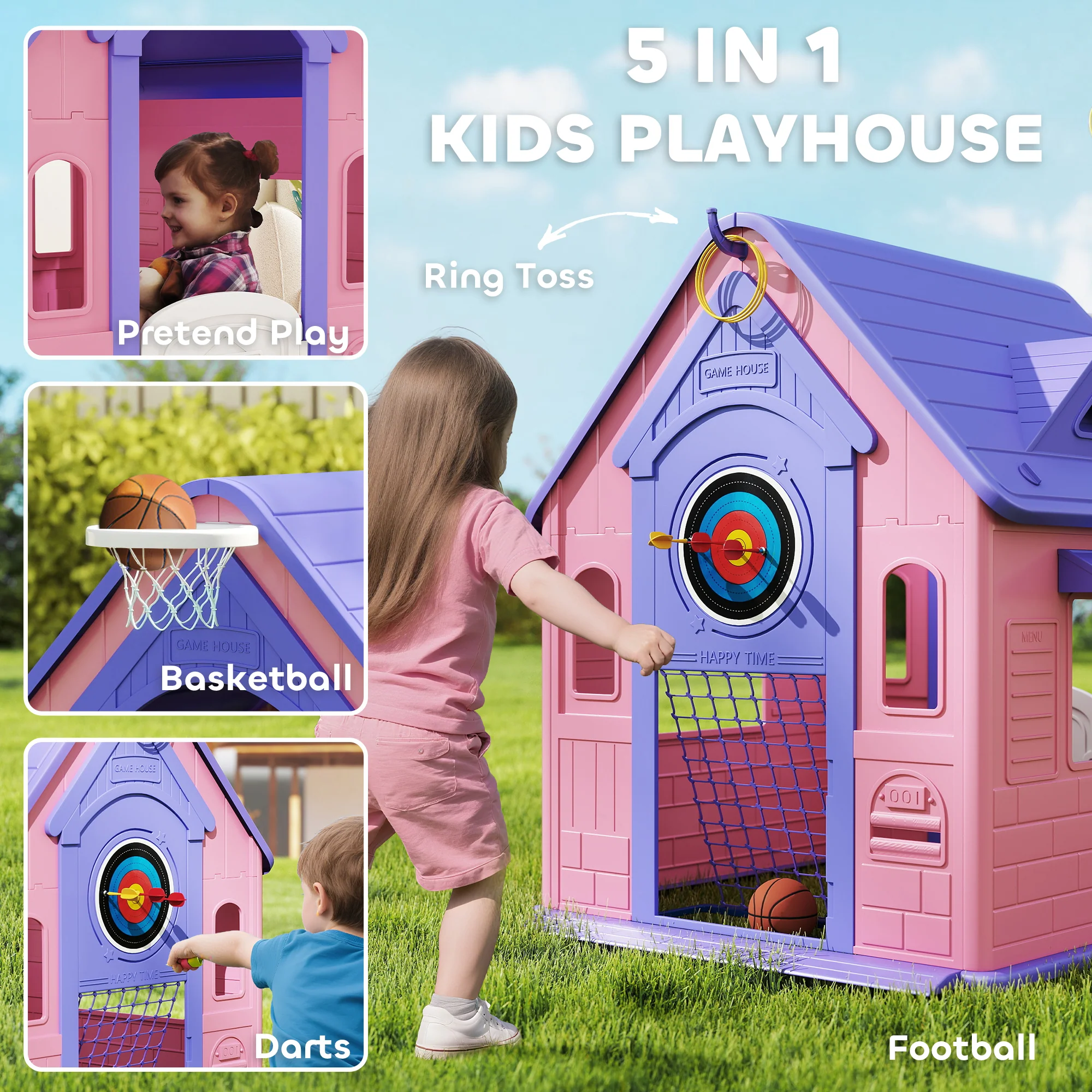 AIYAPLAY Playhouse For Kids Outdoor Indoor, 5 In 1 Garden House - Image 12