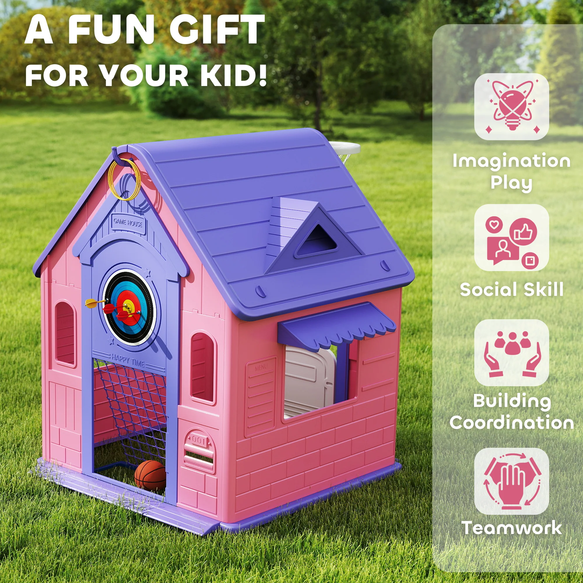 AIYAPLAY Playhouse For Kids Outdoor Indoor, 5 In 1 Garden House - Image 13