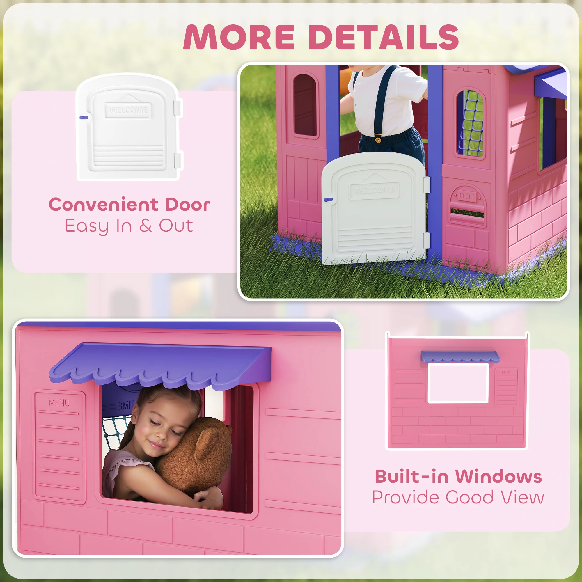 AIYAPLAY Playhouse For Kids Outdoor Indoor, 5 In 1 Garden House - Image 15