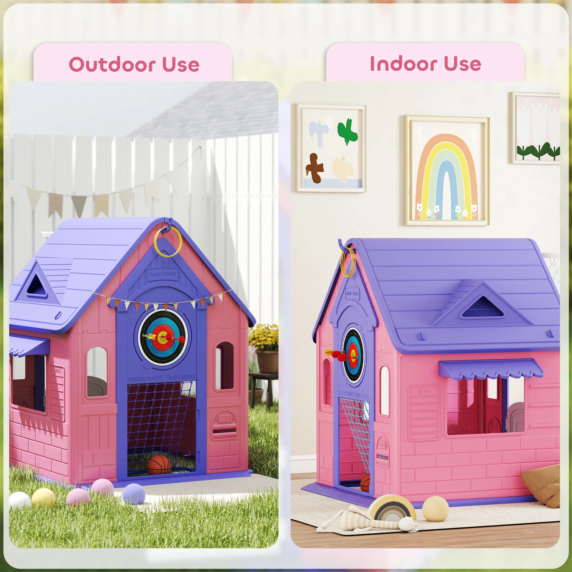 AIYAPLAY Playhouse For Kids Outdoor Indoor, 5 In 1 Garden House - Image 16