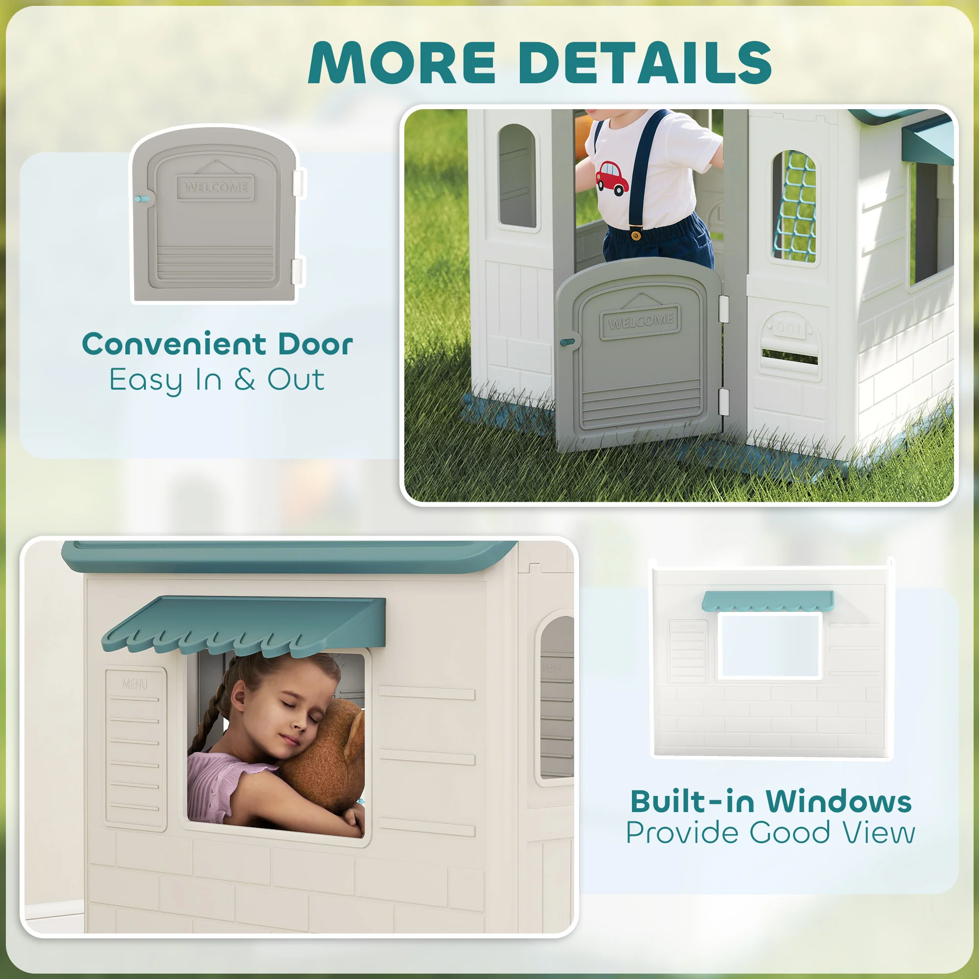AIYAPLAY Playhouse For Kids Outdoor Indoor, 5 In 1 Garden House - Image 6