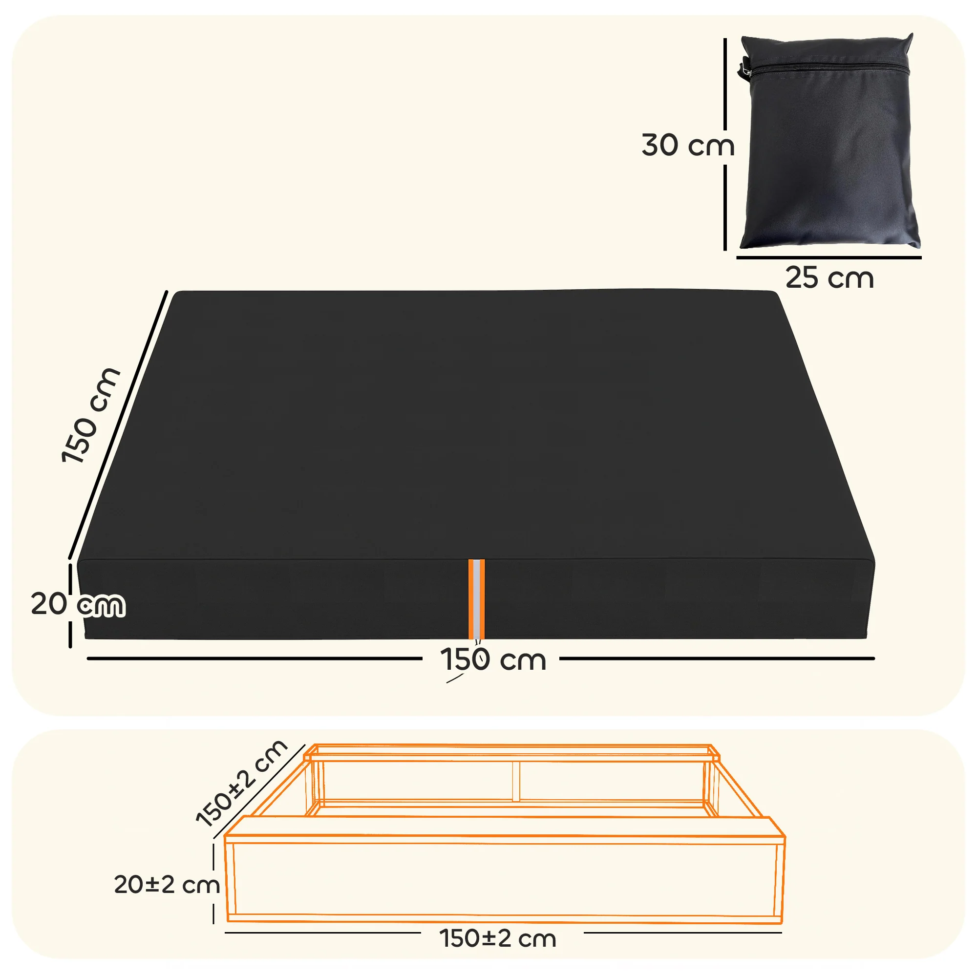 AIYAPLAY Sandbox Cover, Square Sandpit Cover with Drawstring & Elastic Band - Image 5