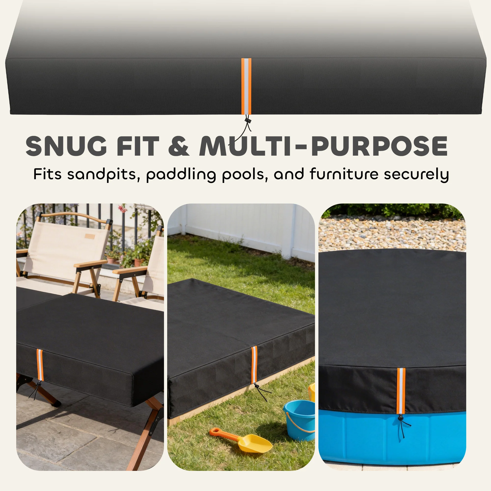 AIYAPLAY Sandbox Cover, Square Sandpit Cover with Drawstring & Elastic Band - Image 8