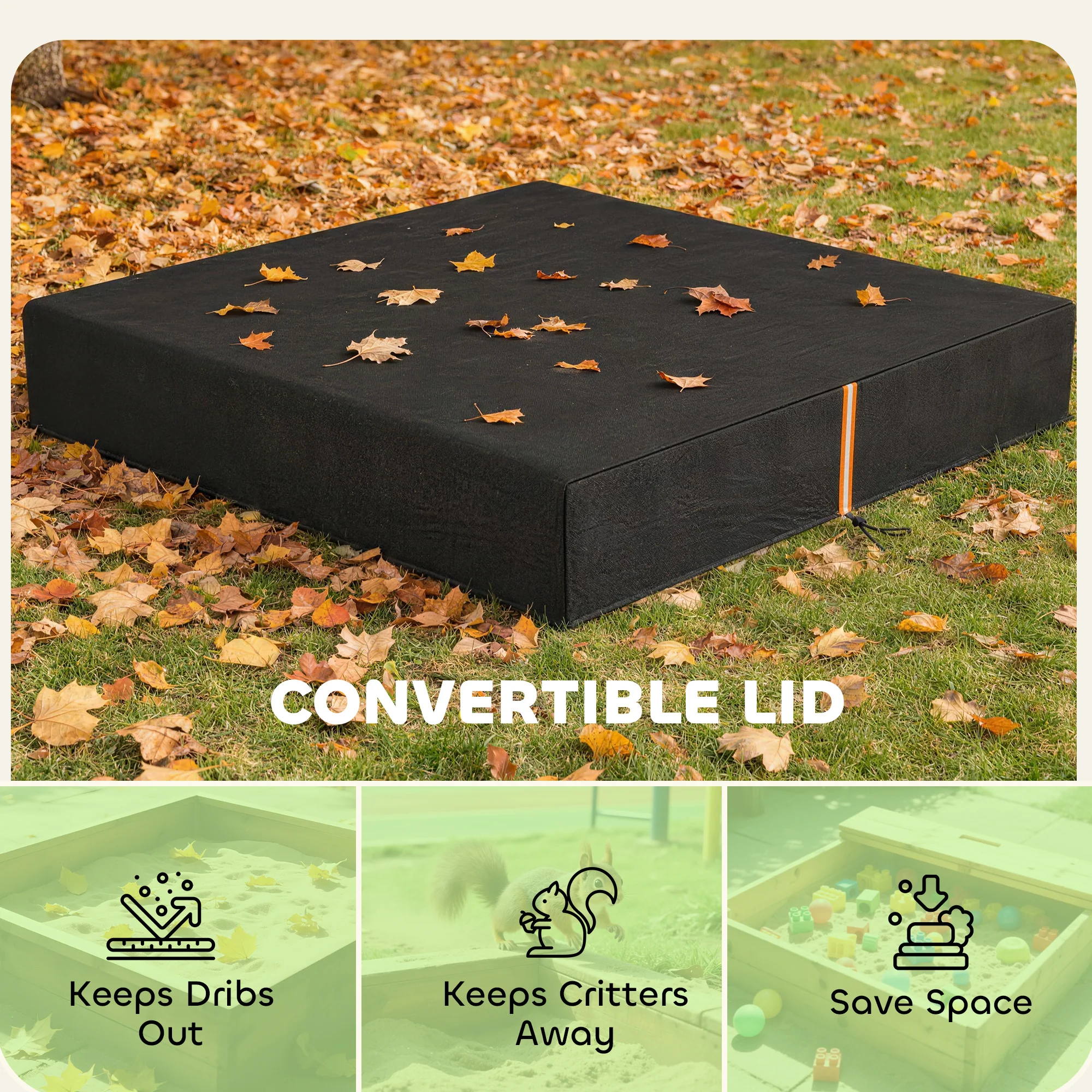 AIYAPLAY Sandbox Cover, Square Sandpit Cover With Drawstring & Elastic Band - Image 6