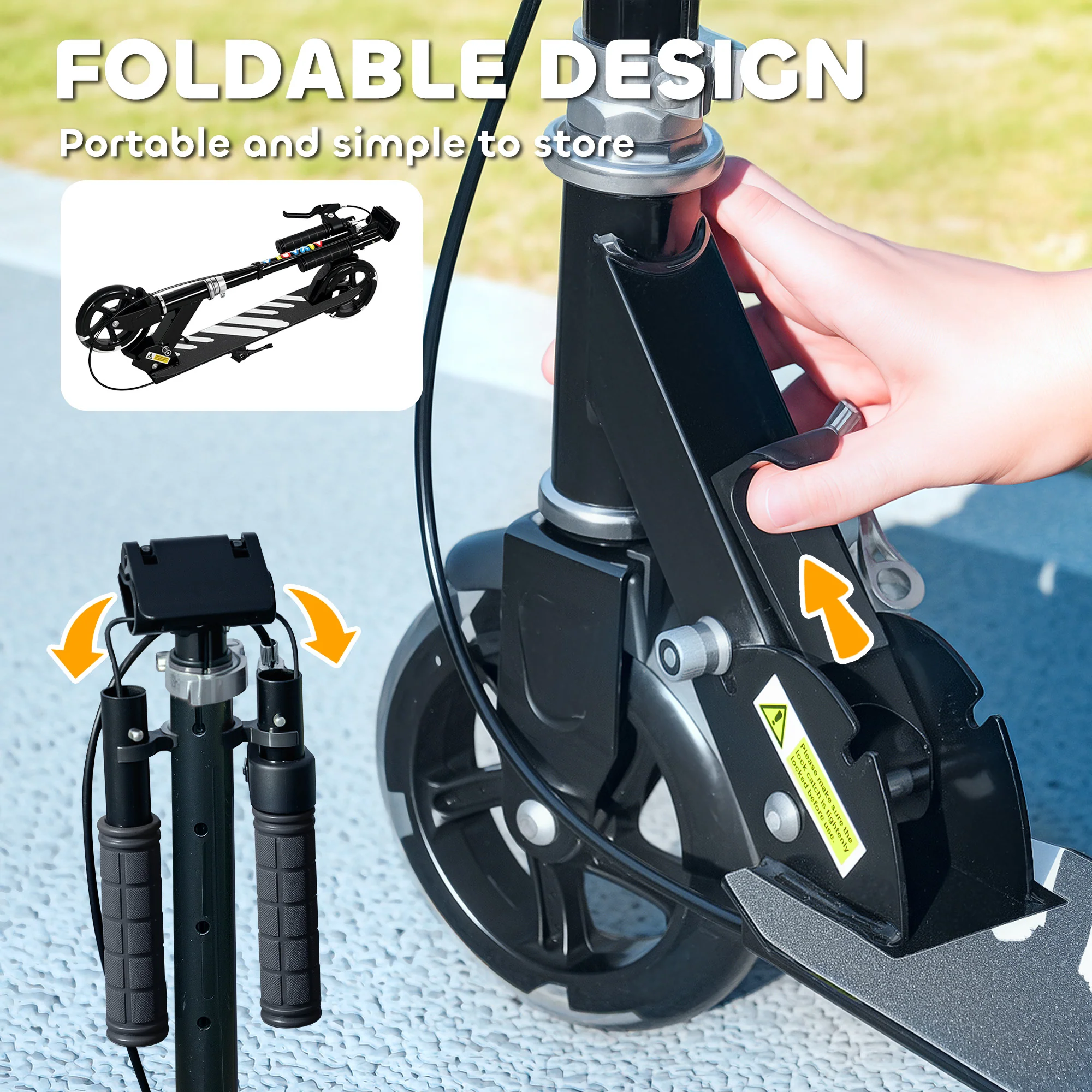 AIYAPLAY Scooter for Kids, Folding Kick Scooter w/ Adjustable Handle - Image 7