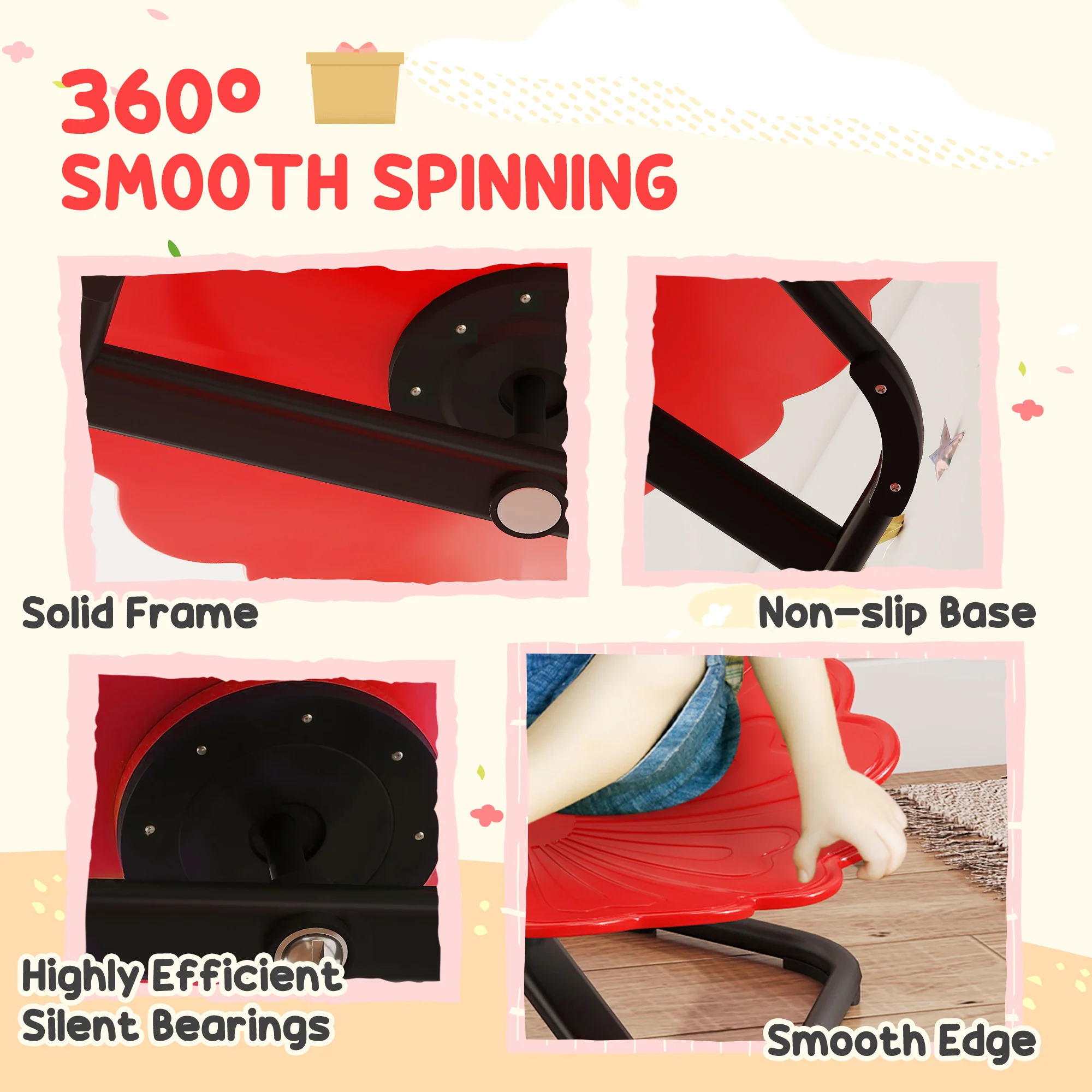 AIYAPLAY Sensory Spinning Chair, Kids Swivel Chair, Red - Image 4