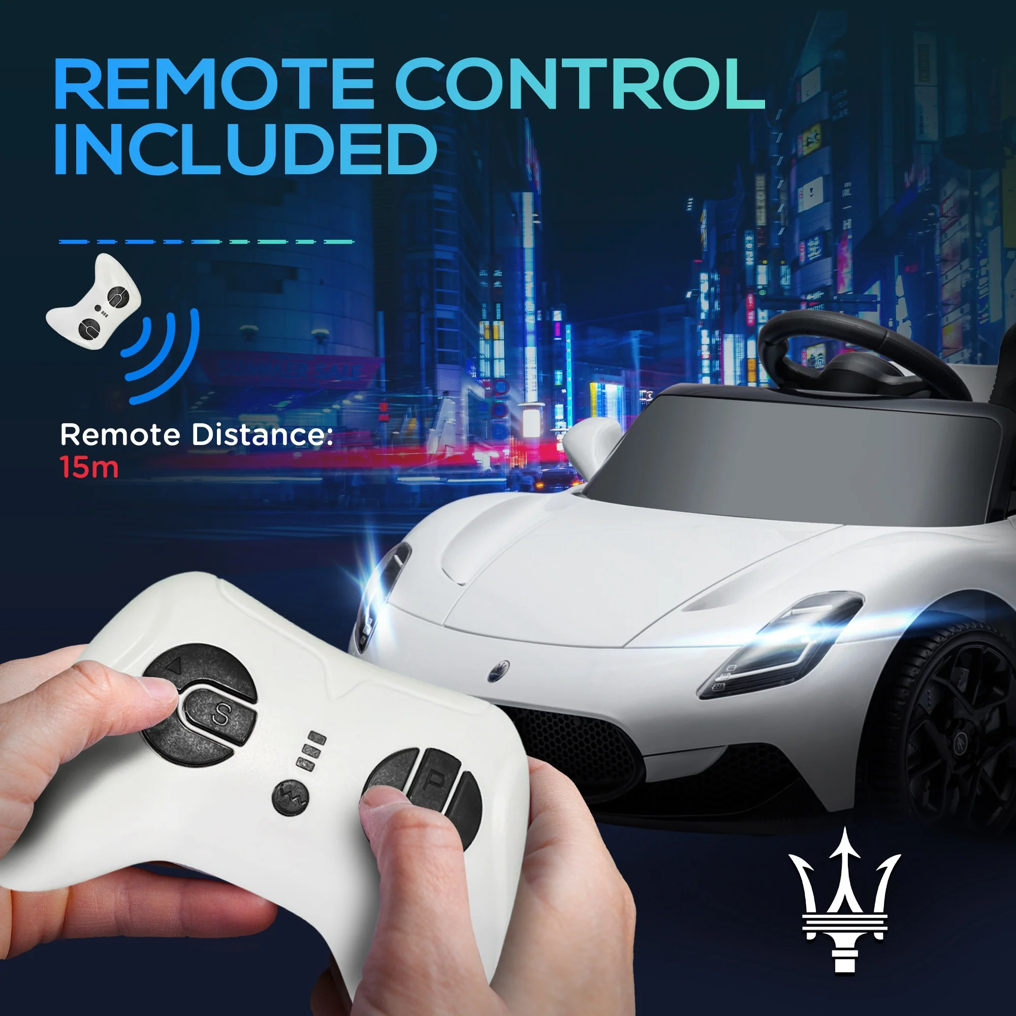 AIYAPLAY White Maserati MC20 Licensed 12V Kids Ride On Car W/ Remote - Image 6