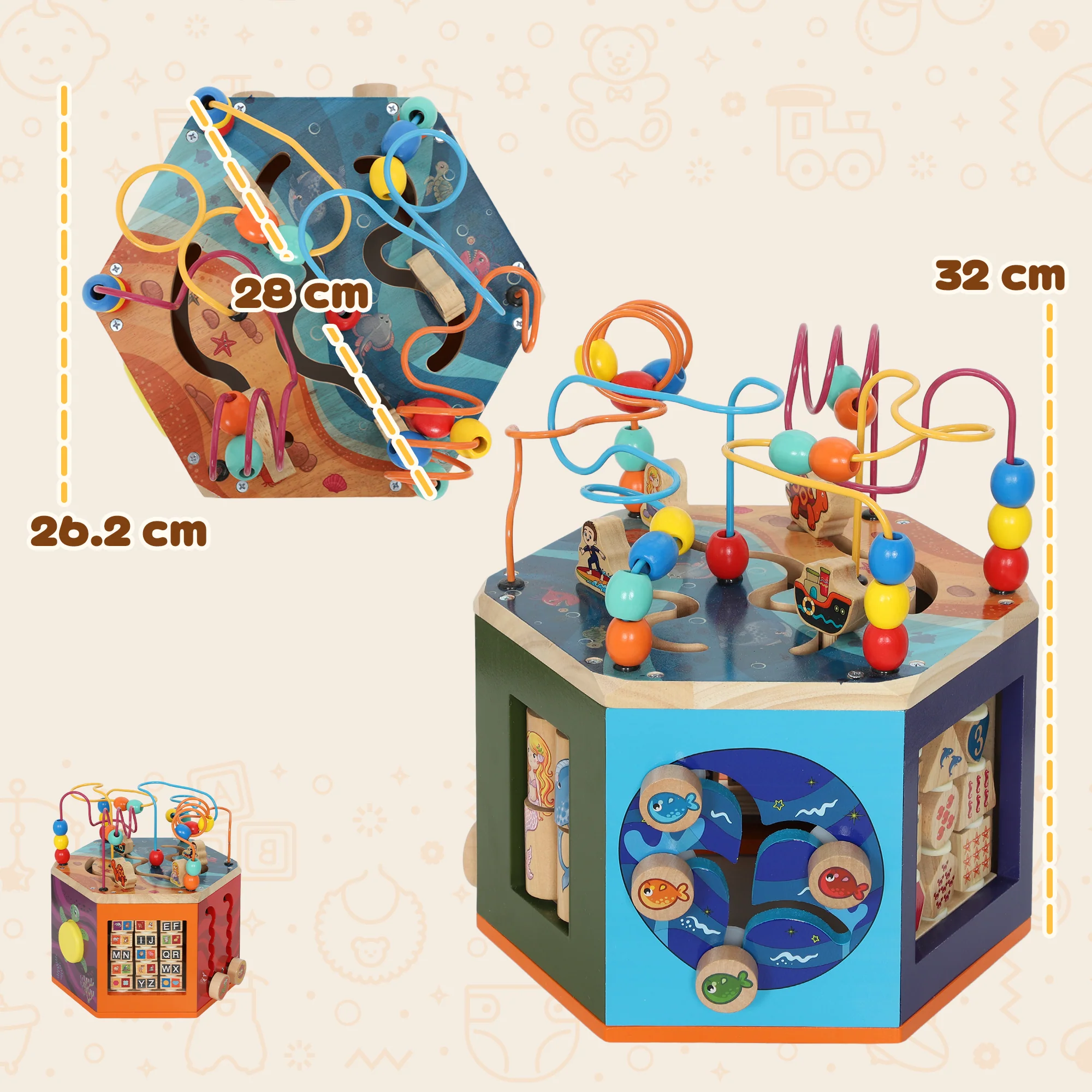 AIYAPLAY Wooden Activity Cube for Toddlers 18+ Months with Bead Maze - Image 5