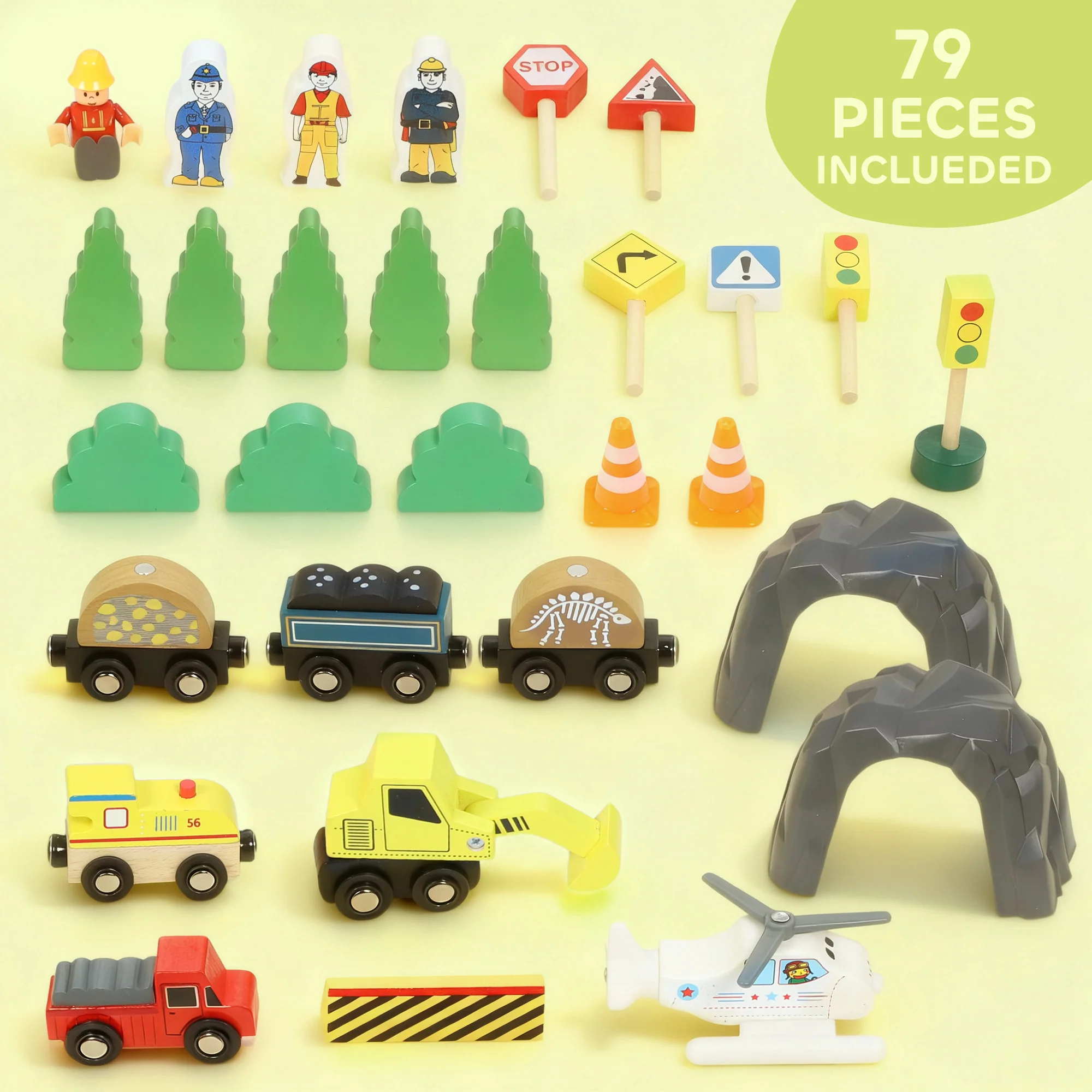 AIYAPLAY Wooden Train Set, 79 Piece Train Track Mine Themed for 3+ Years - Image 4