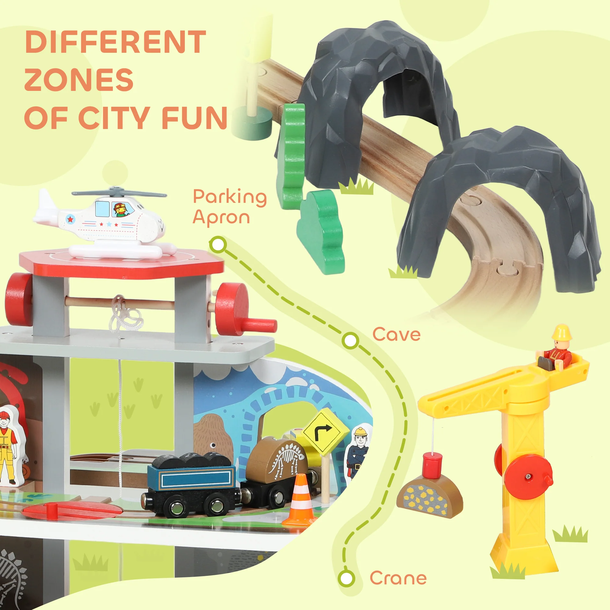 AIYAPLAY Wooden Train Set, 79 Piece Train Track Mine Themed for 3+ Years - Image 6