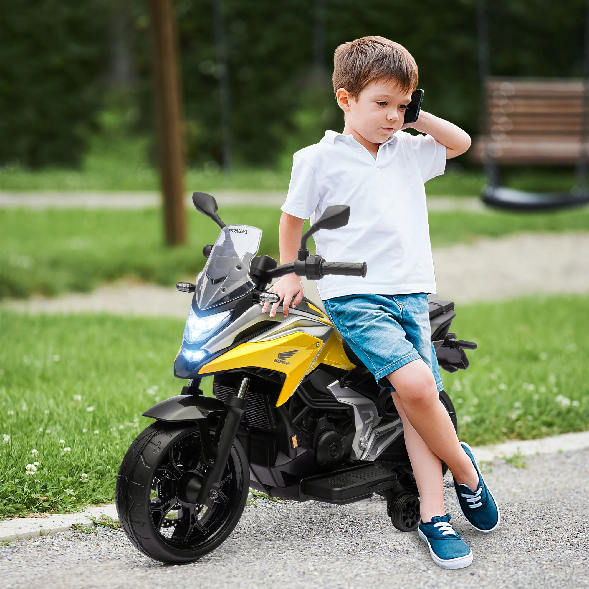 AIYAPLAY Honda Licensed 12V Kids Electric Motorbike W/ Music Headlights - Image 2