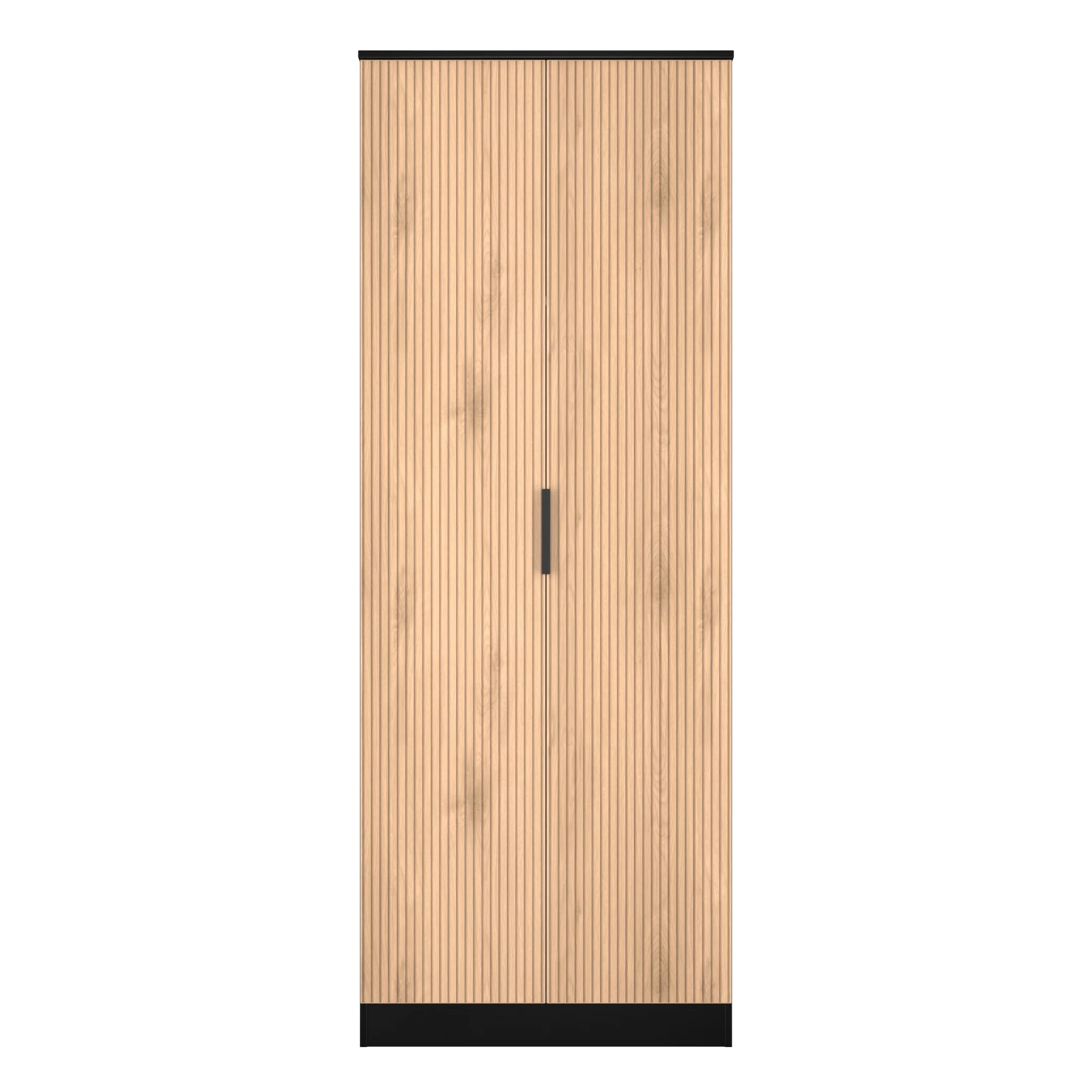 Alaska Ready Assembled 2 Door Wardrobe in Slat Effect & Black
