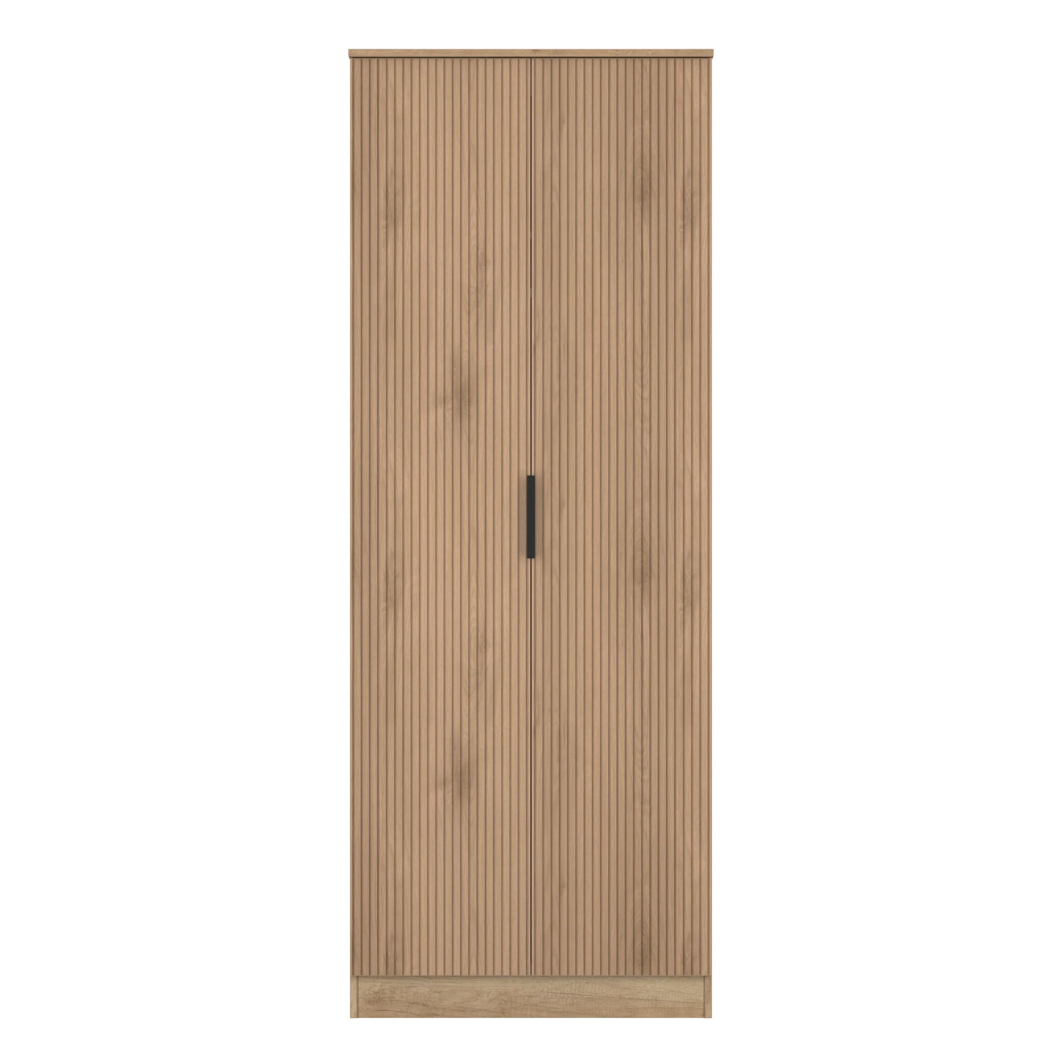 Alaska Ready Assembled 2 Door Wardrobe in Slat Effect & Nebraska Oak