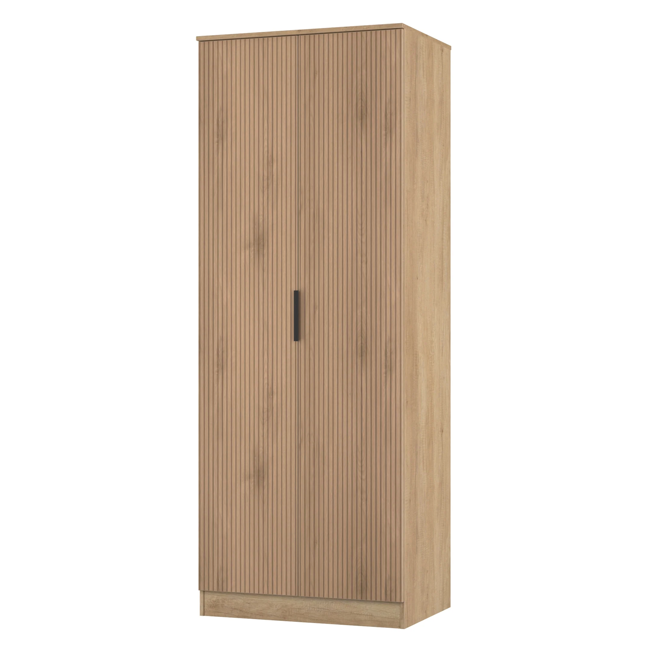 Alaska Ready Assembled 2 Door Wardrobe in Slat Effect & Nebraska Oak - Image 3