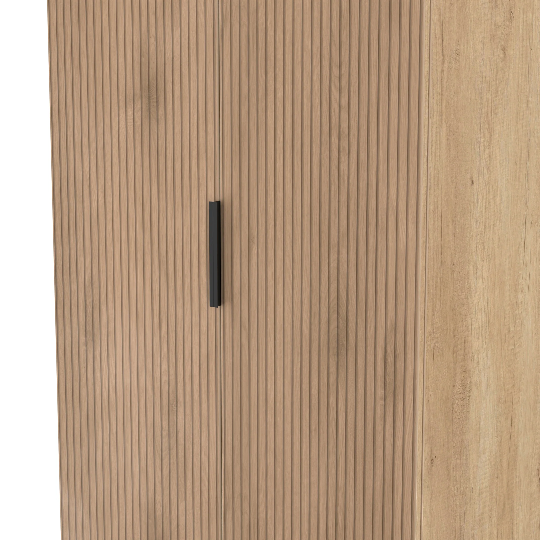 Alaska Ready Assembled 2 Door Wardrobe in Slat Effect & Nebraska Oak - Image 4