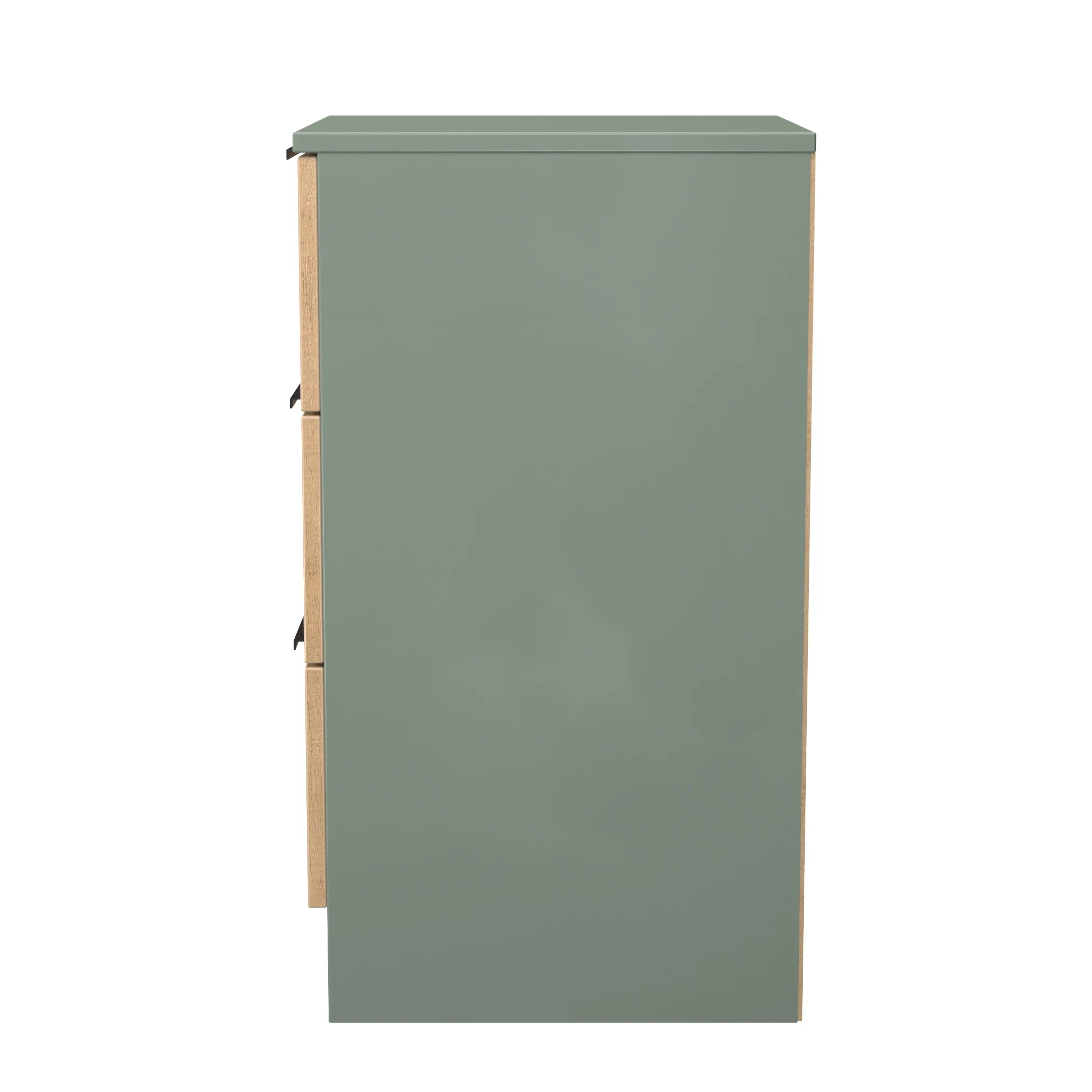Alaska Ready Assembled 3 Drawer Bedside Cabinet in Slat Effect & Reed Green - Image 3