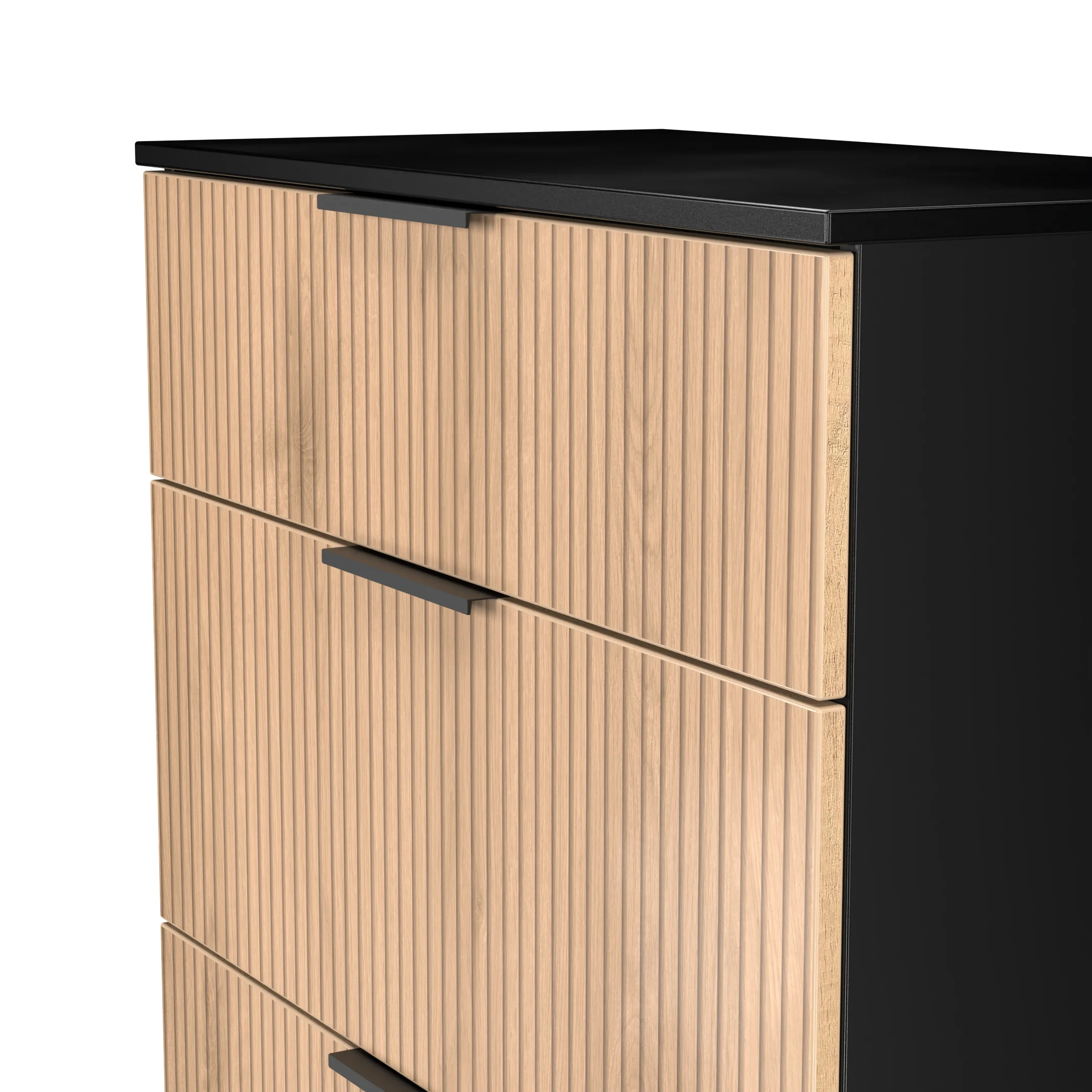 Alaska Ready Assembled 3 Drawer Deep Chest in Slat Effect & Black - Image 5