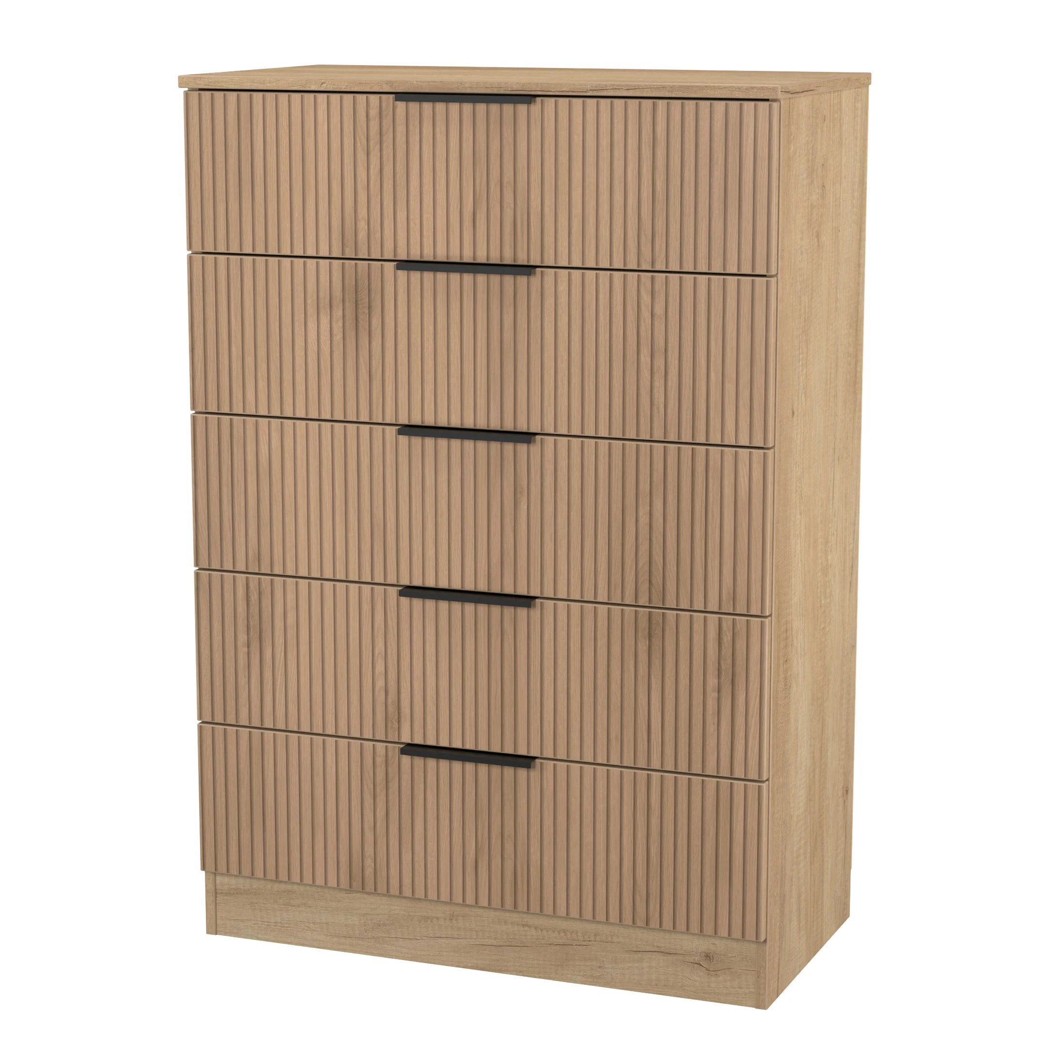 Alaska Ready Assembled 5 Drawer Chest in Slat Effect & Nebraska Oak - Image 4