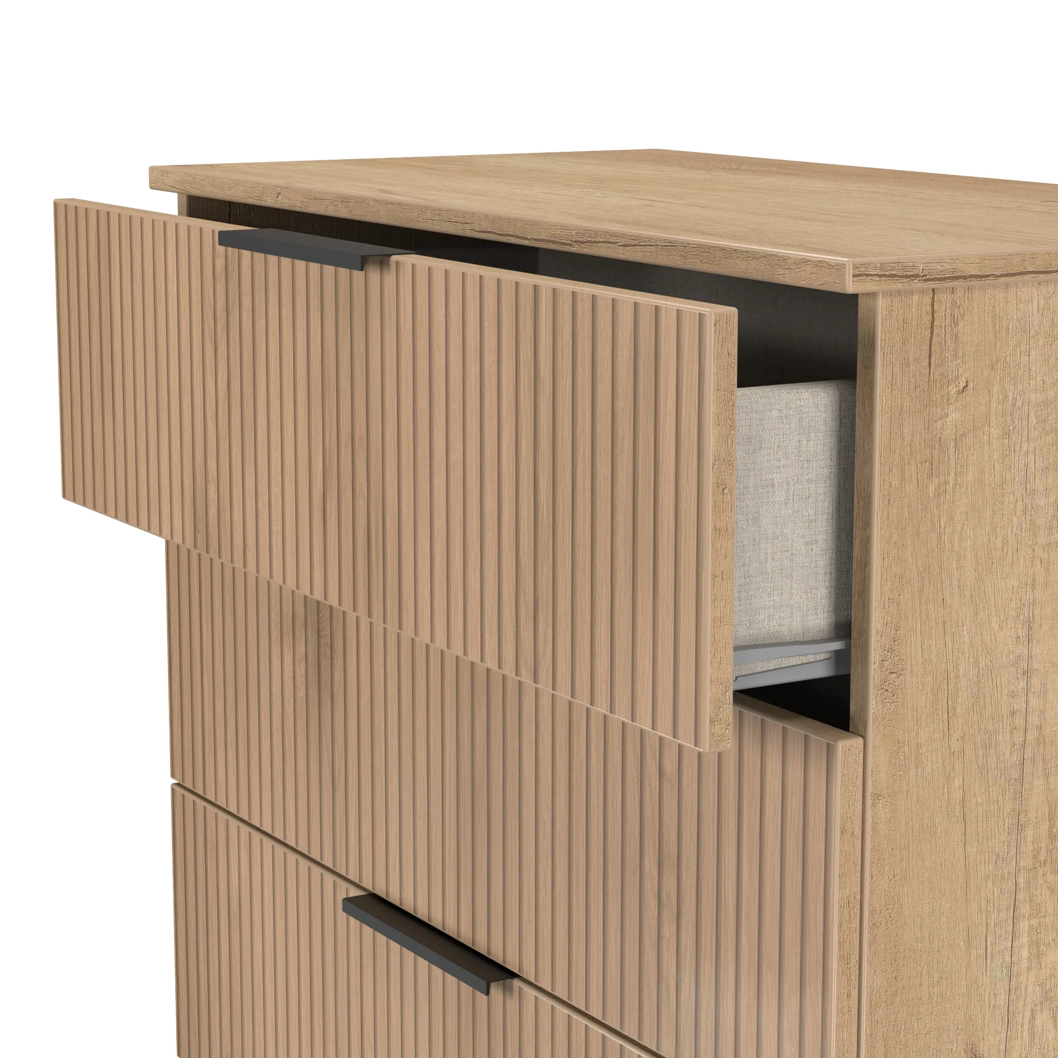 Alaska Ready Assembled 5 Drawer Chest in Slat Effect & Nebraska Oak - Image 6