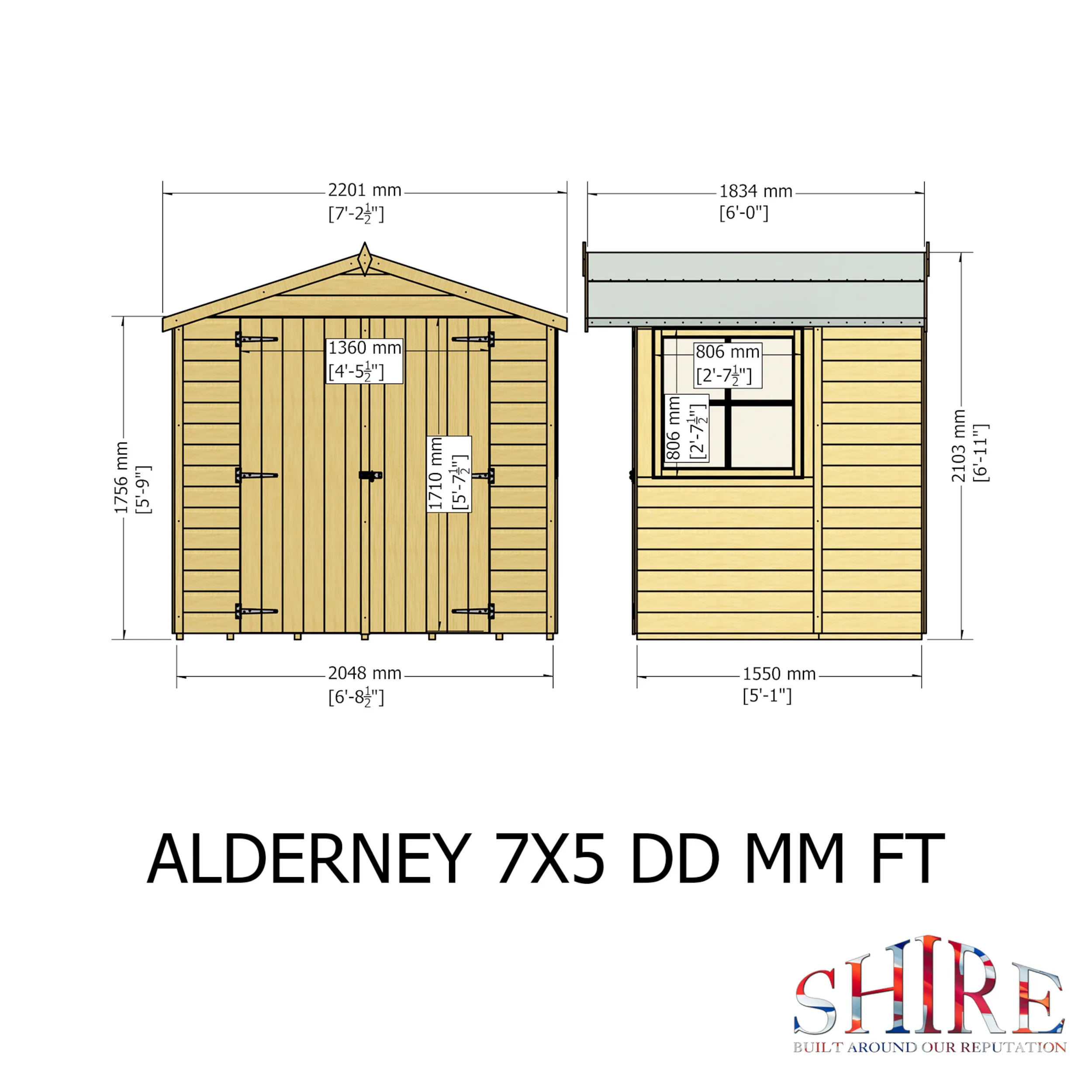 Alderney 7 X 5 Shiplap Apex Shed - Image 11