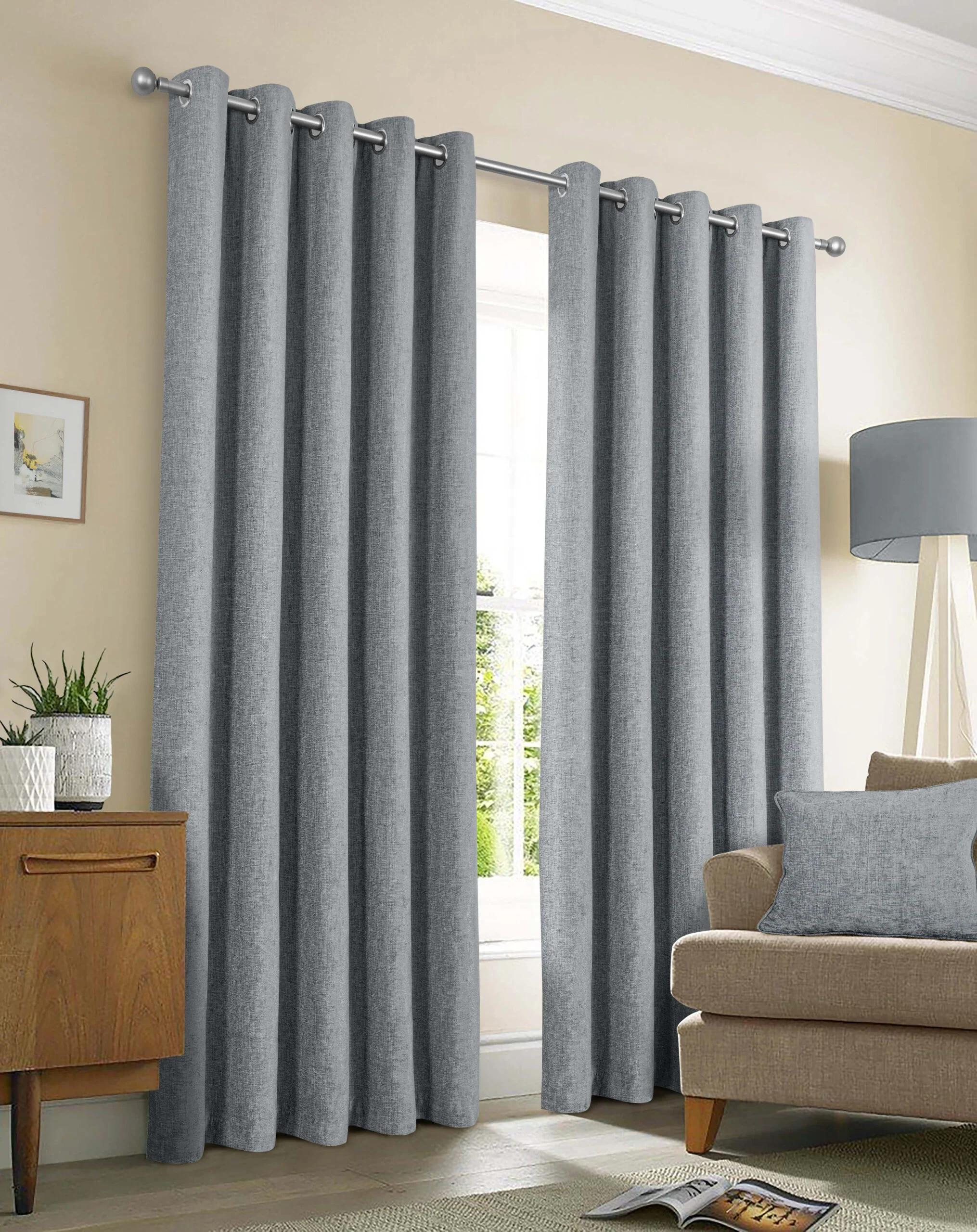 AMBERLEY NICKEL EYELET CURTAINS THERMAL