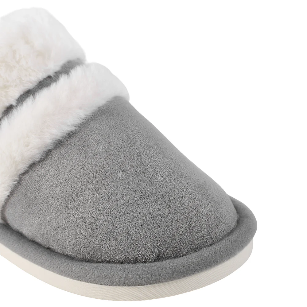 Anti-Slip & Warm Plush Slippers - Mules - Grey - Image 7