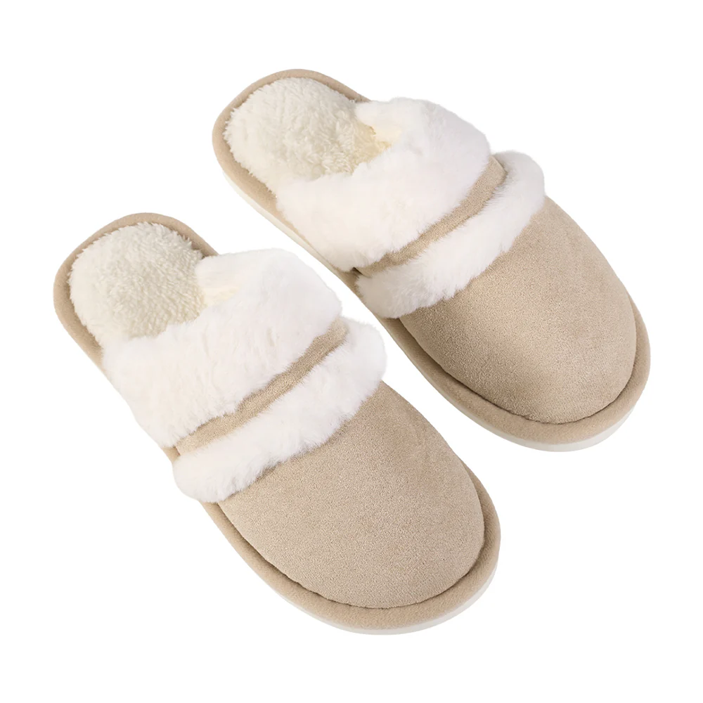 Anti-Slip & Warm Plush Slippers - Mules - Beige - Image 5