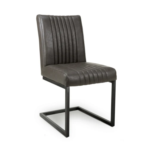 Archer Cantilever Leather Effect Grey Dining Chair