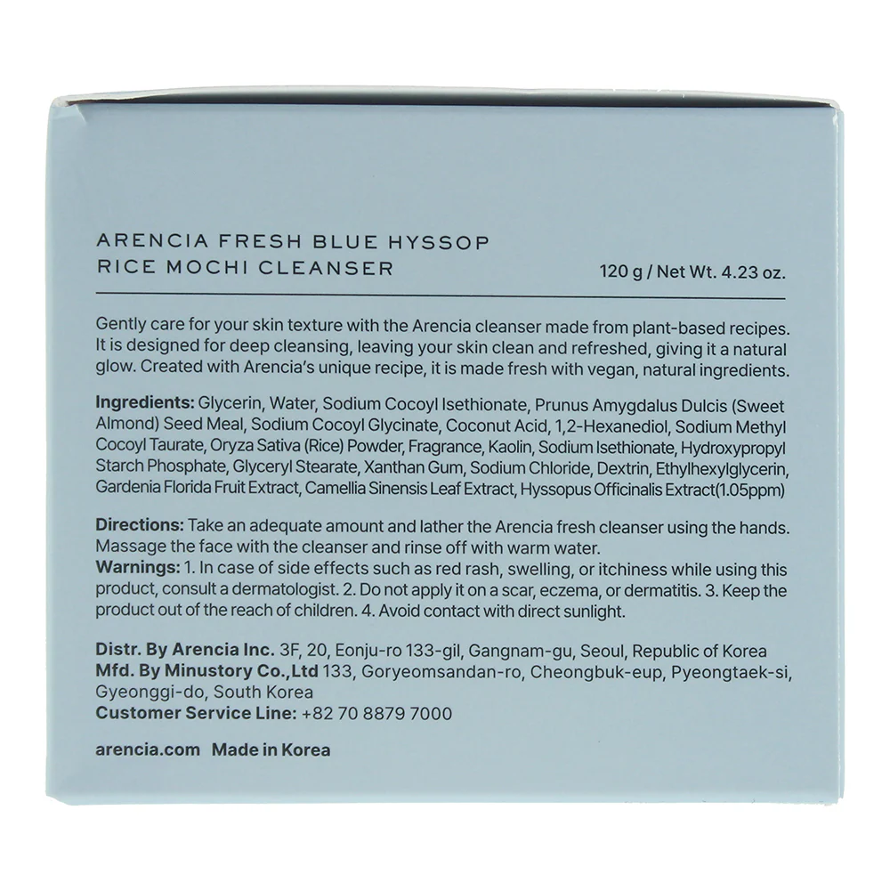 Arencia Fresh Blue Hyssop Mochi Cleanser 120g - Image 2