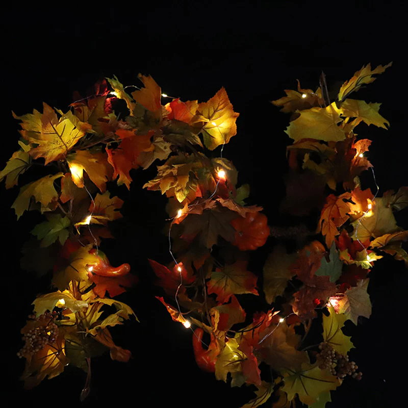 Artificial Maple Leaf Pumpkin Garland - Image 2