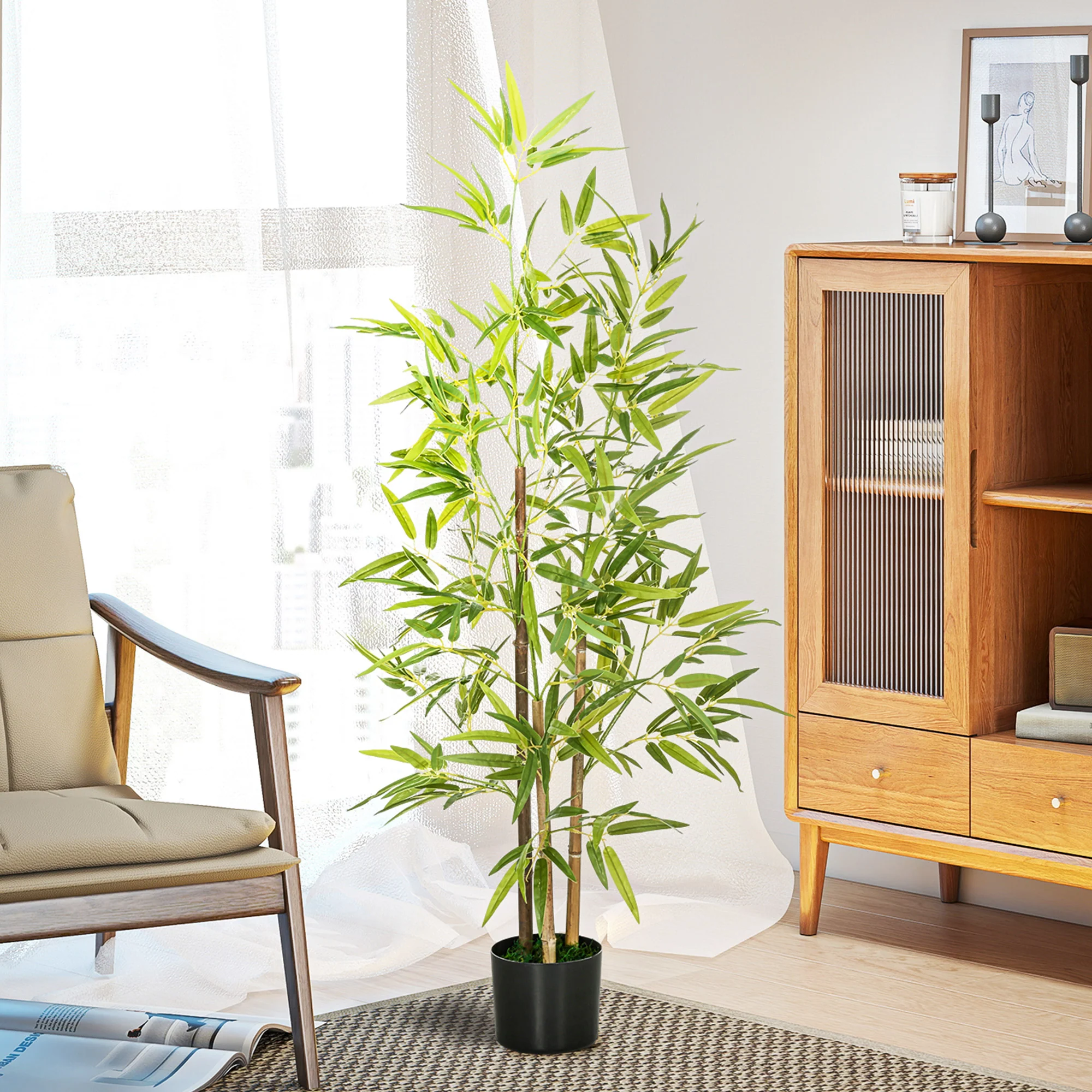 Artificial Plant Bamboo Artificial Tree Height 120 Cm With Pot - Image 3
