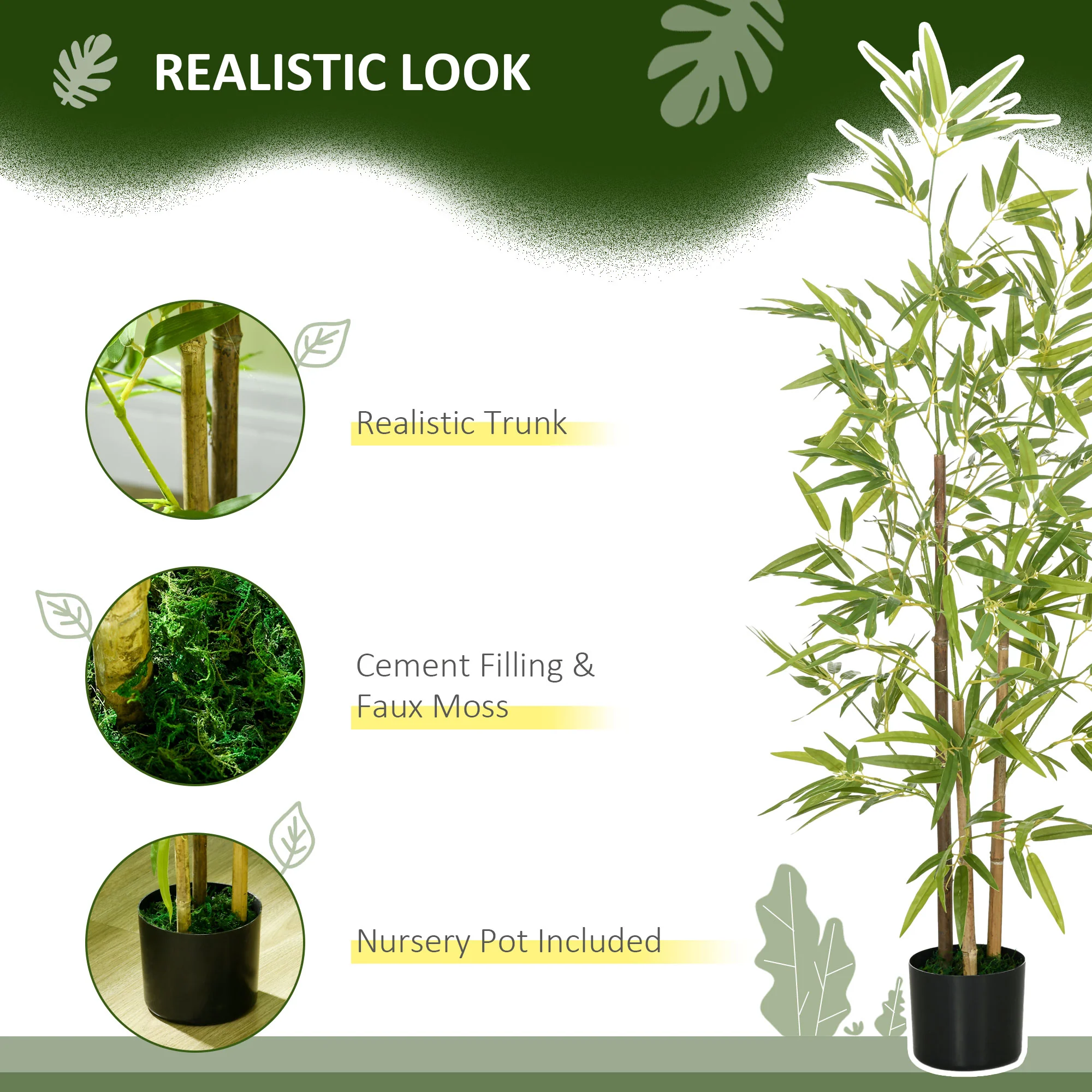 Artificial Plant Bamboo Artificial Tree Height 120 Cm With Pot - Image 4