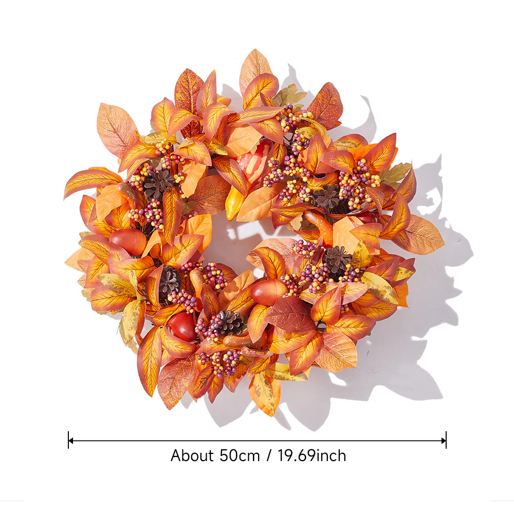 Artificial Pumpkin Maple Leaf Wreath - Image 7