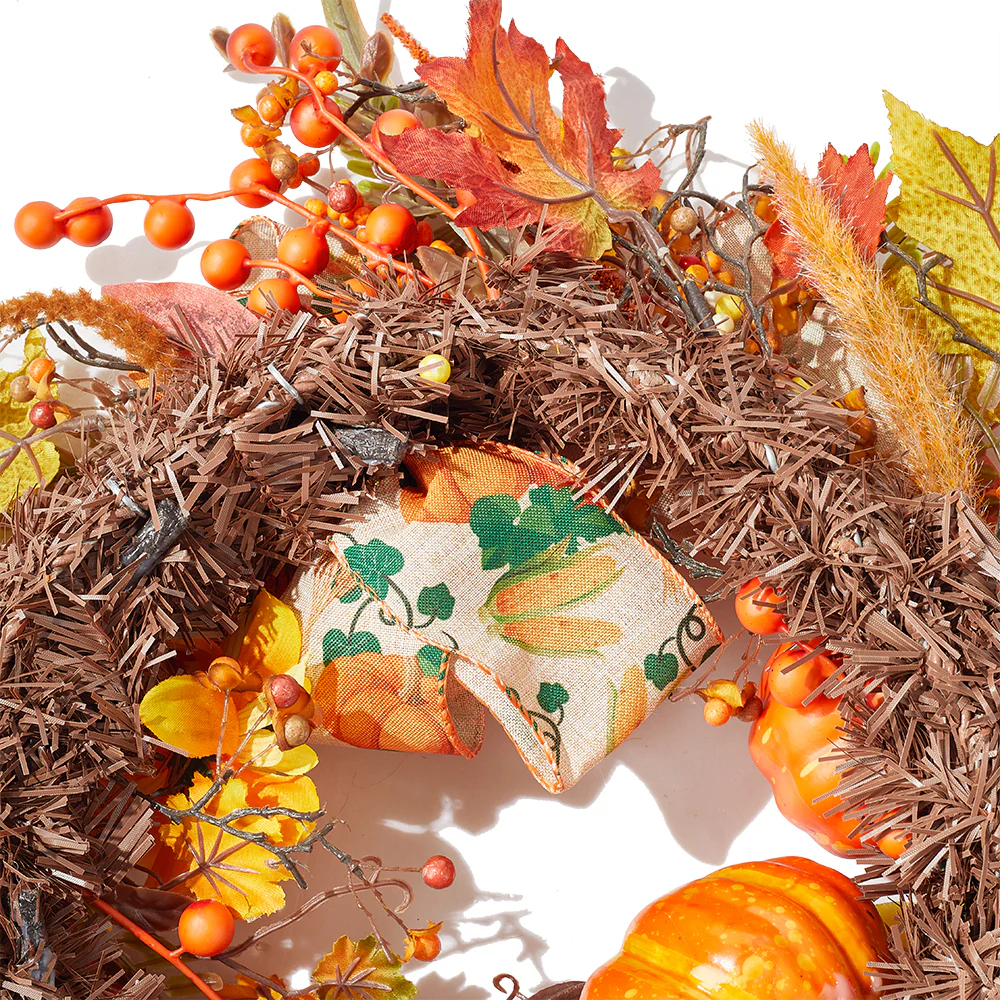 Artificial Pumpkin Maple Leaves Wreath - Image 3