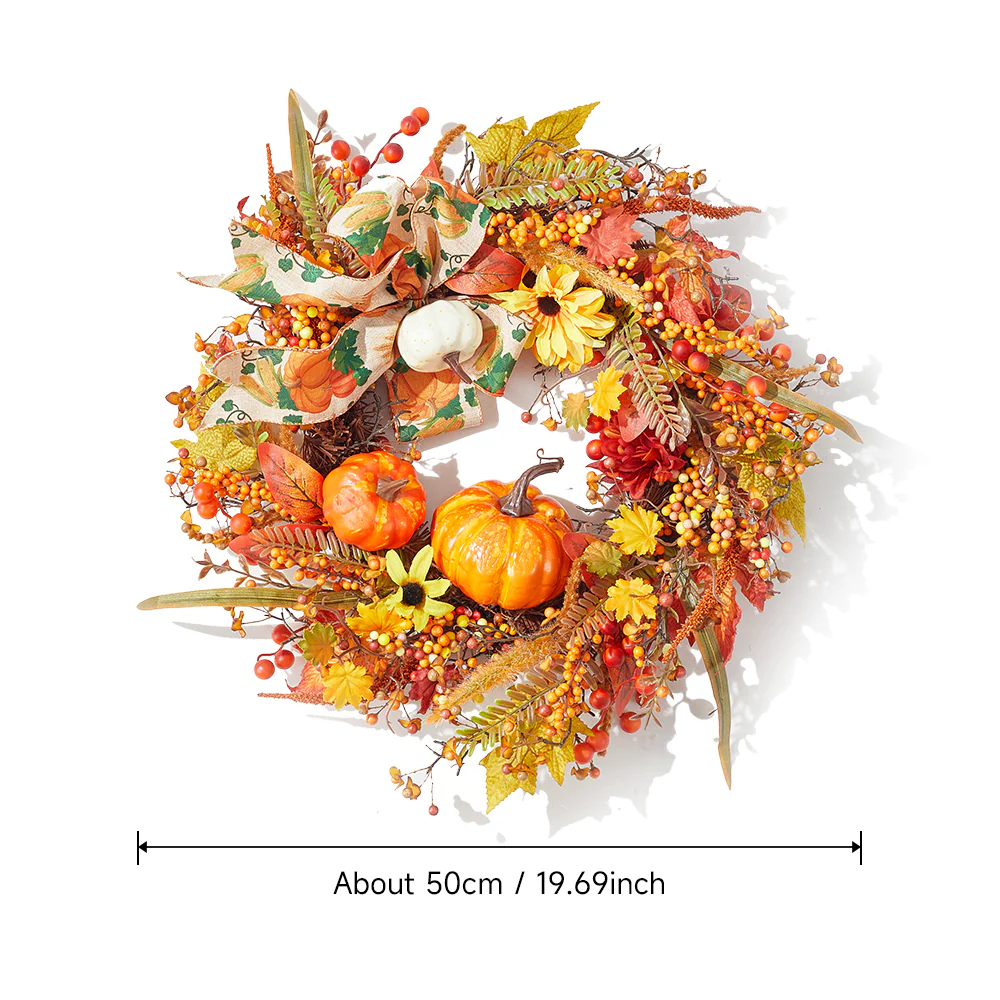Artificial Pumpkin Maple Leaves Wreath - Image 7