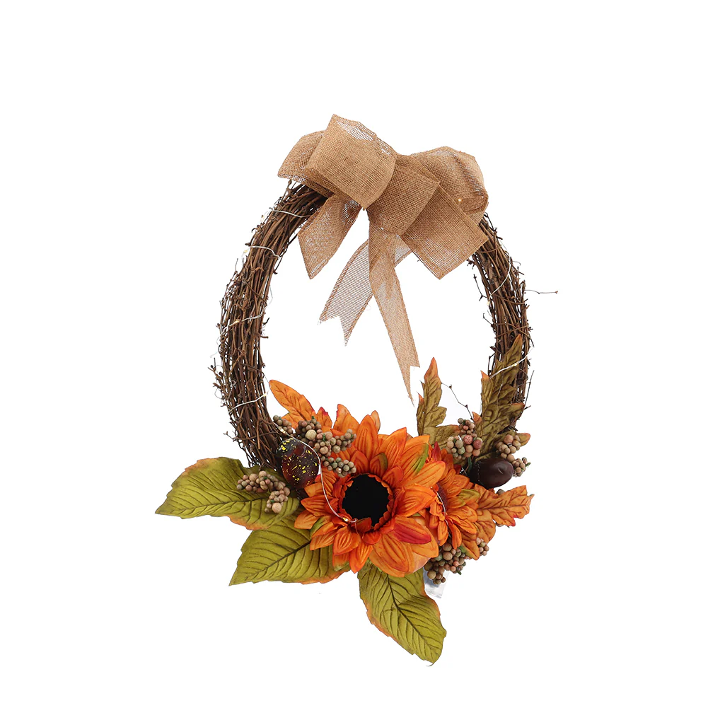 Autumn Sunflower Wreath with Lighted - Image 4