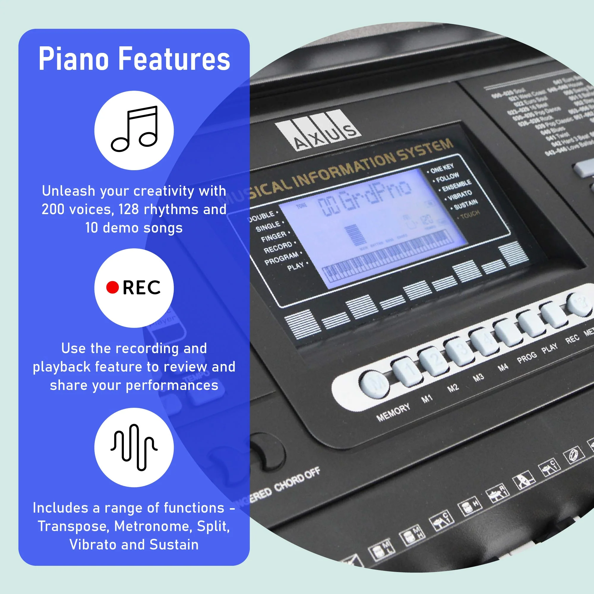 Axus 61 Key Touch Sensitive Keyboard - Image 3