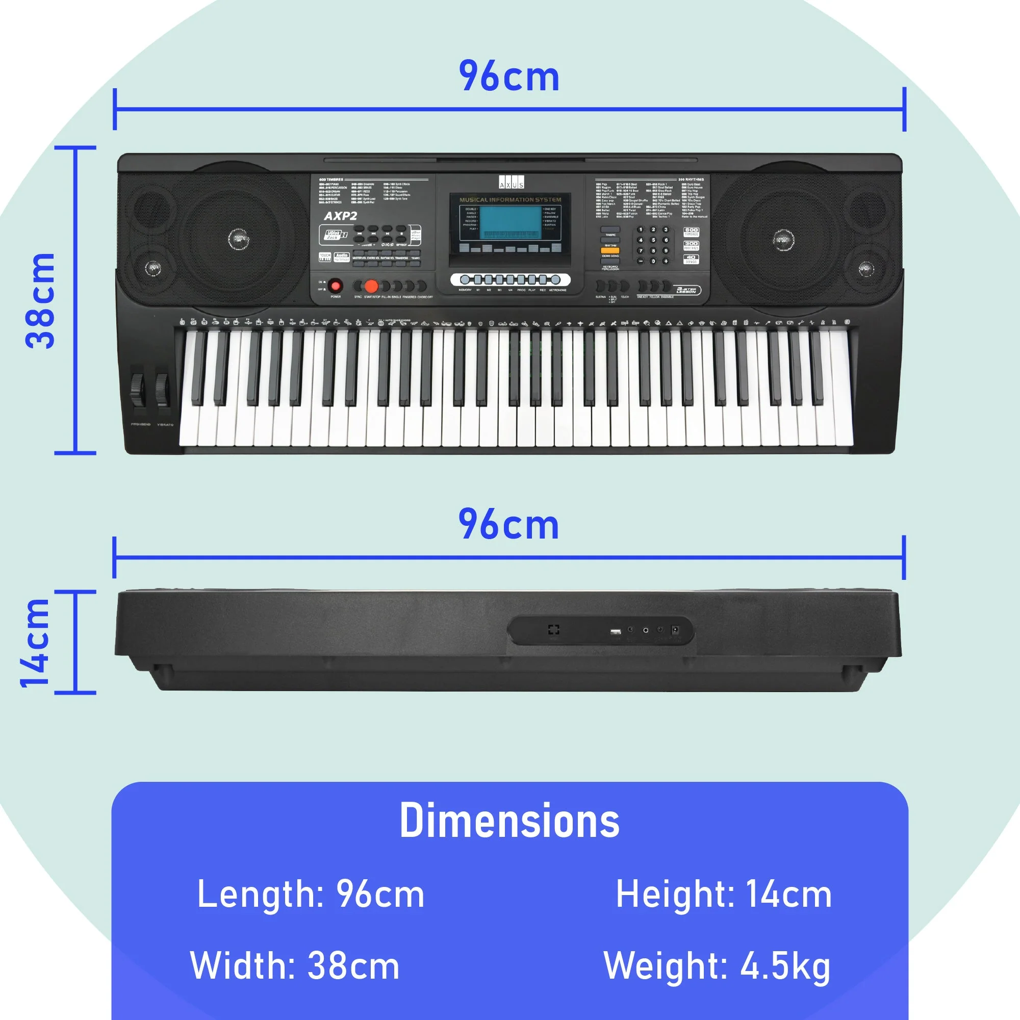 Axus 61 Key Touch Sensitive Keyboard - Image 4