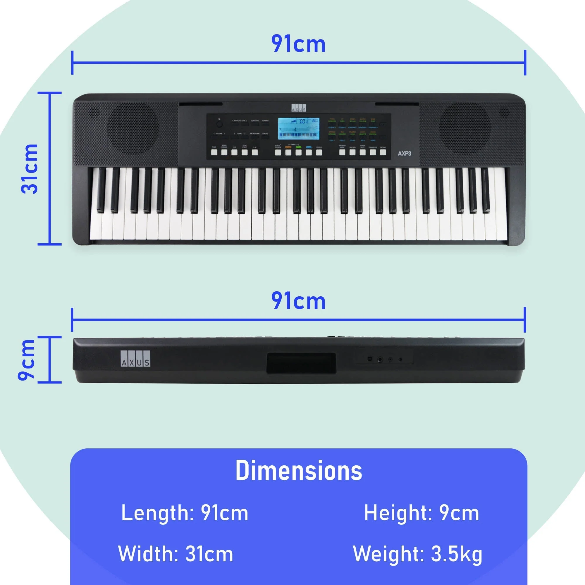 Axus 61 Key Touch Sensitive Portable Keyboard Pack - Image 4