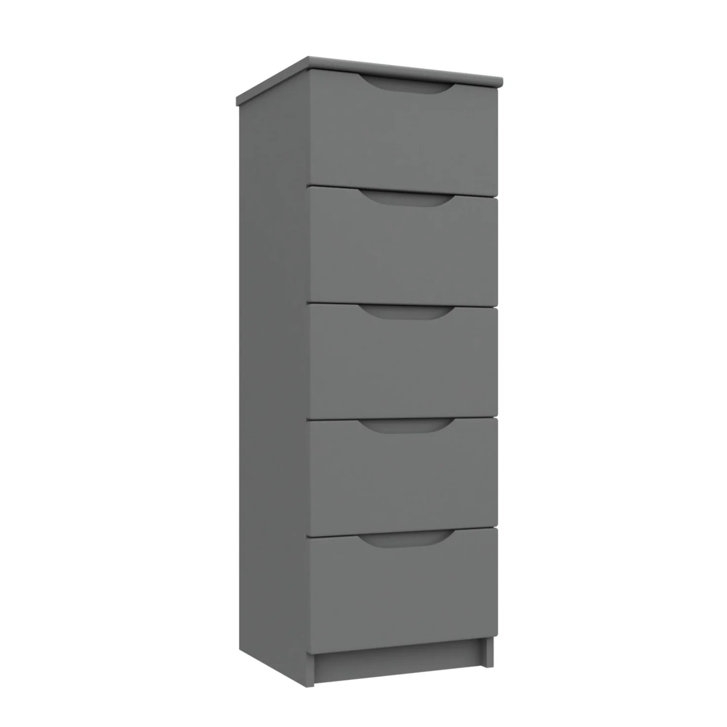 Balagio Ready Assembled Chest of Drawers with 5 Drawers Tallboy - Dusk Grey Gloss - Image 3