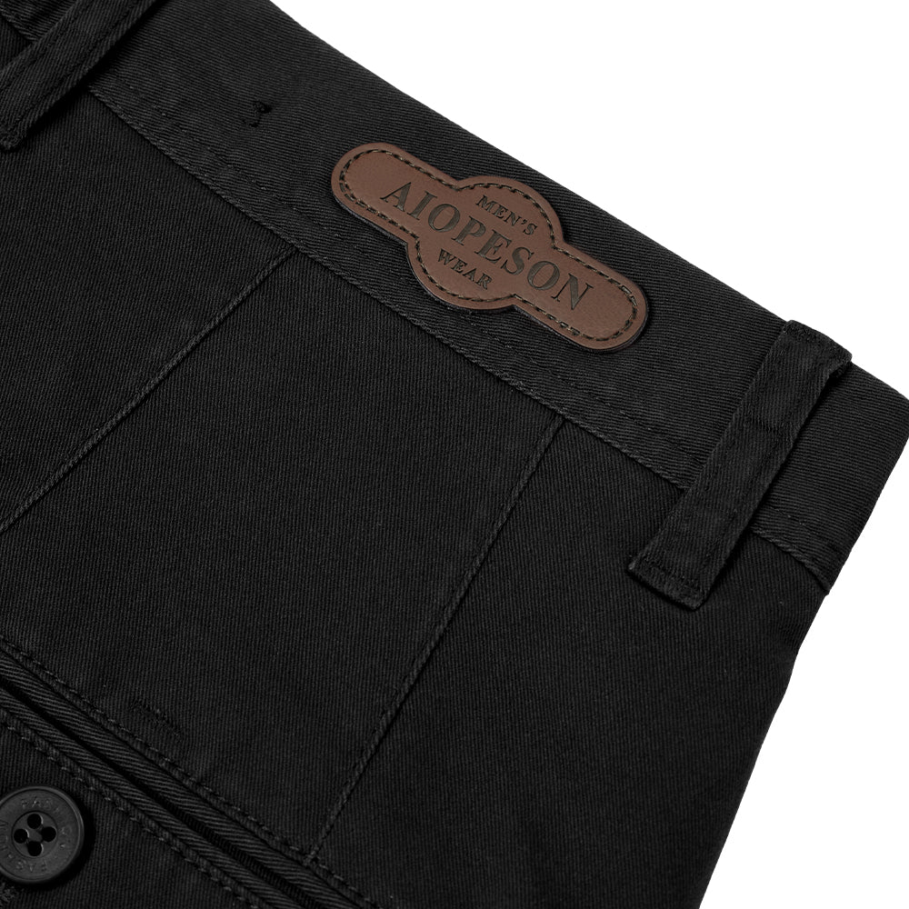 Black Cotton Twill Straight Leg Trousers - Image 6