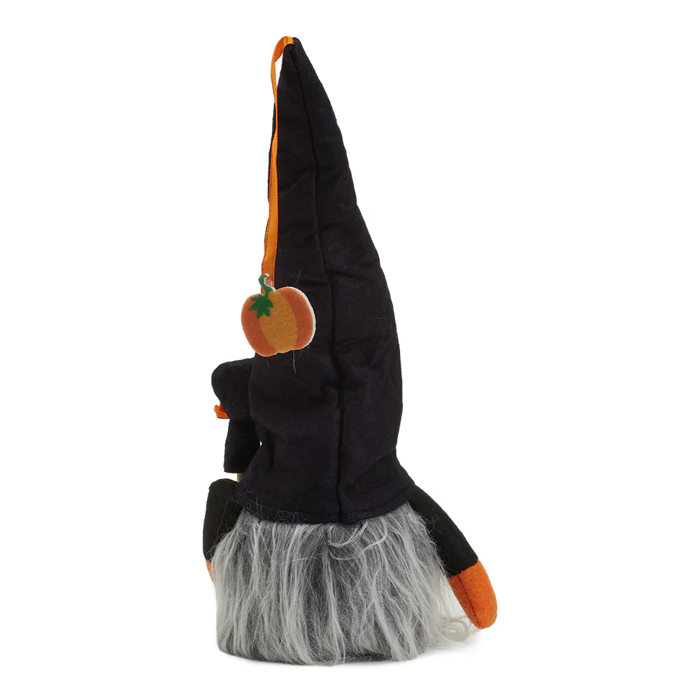 Black Halloween LED Plush Gnome with Cane - Image 6