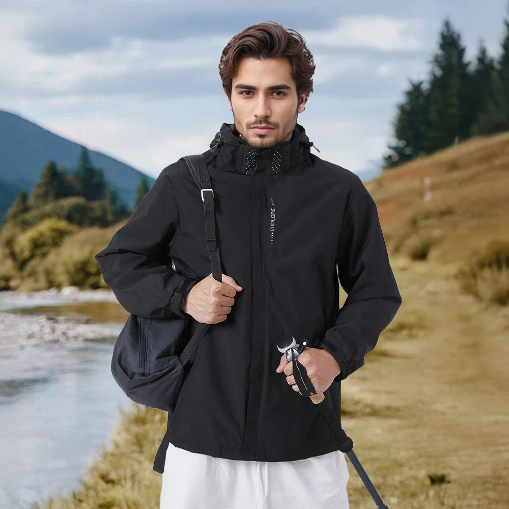 Black Waterproof Softshell Jacket with Hood