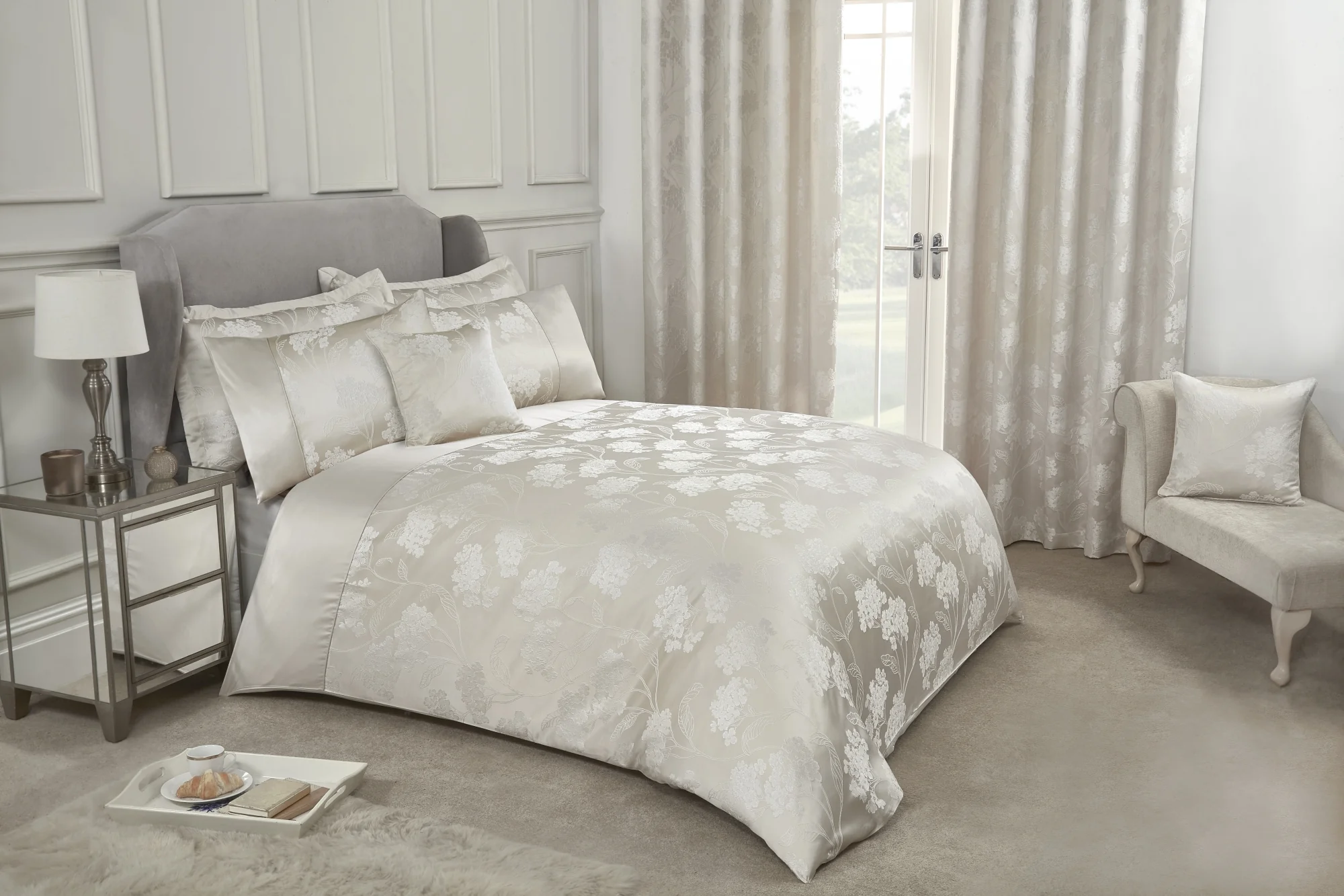 Emma Barclay Blossom Jacquard Duvet Set - Cream Floral Bedding (Double & King)