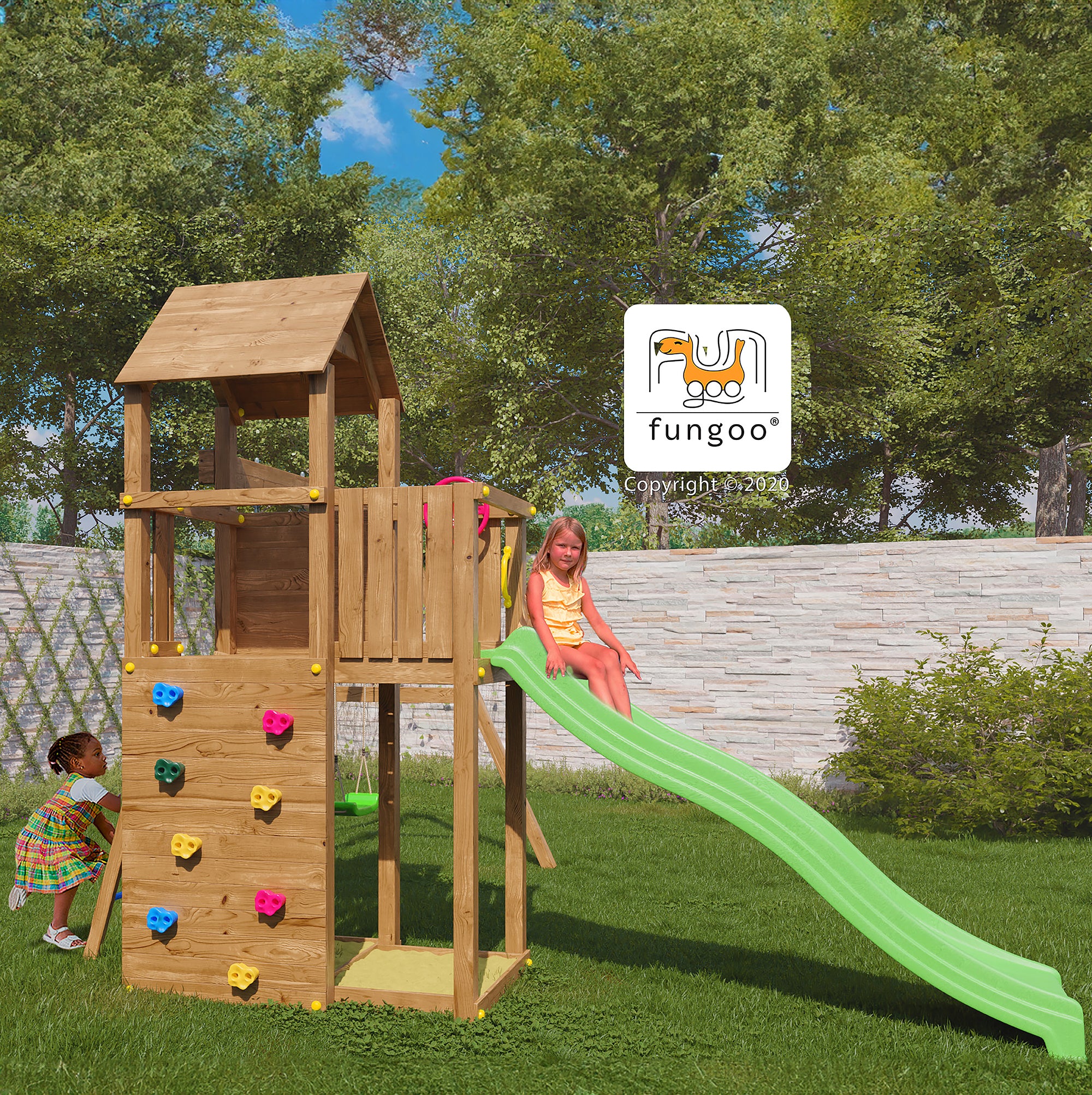 Boomer Playfort - Climbing Frame With Swings And Slide - Image 3