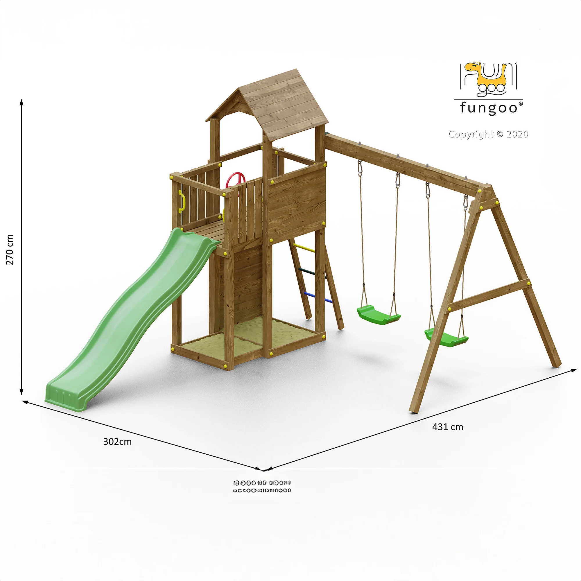 Boomer Playfort - Climbing Frame With Swings And Slide - Image 5