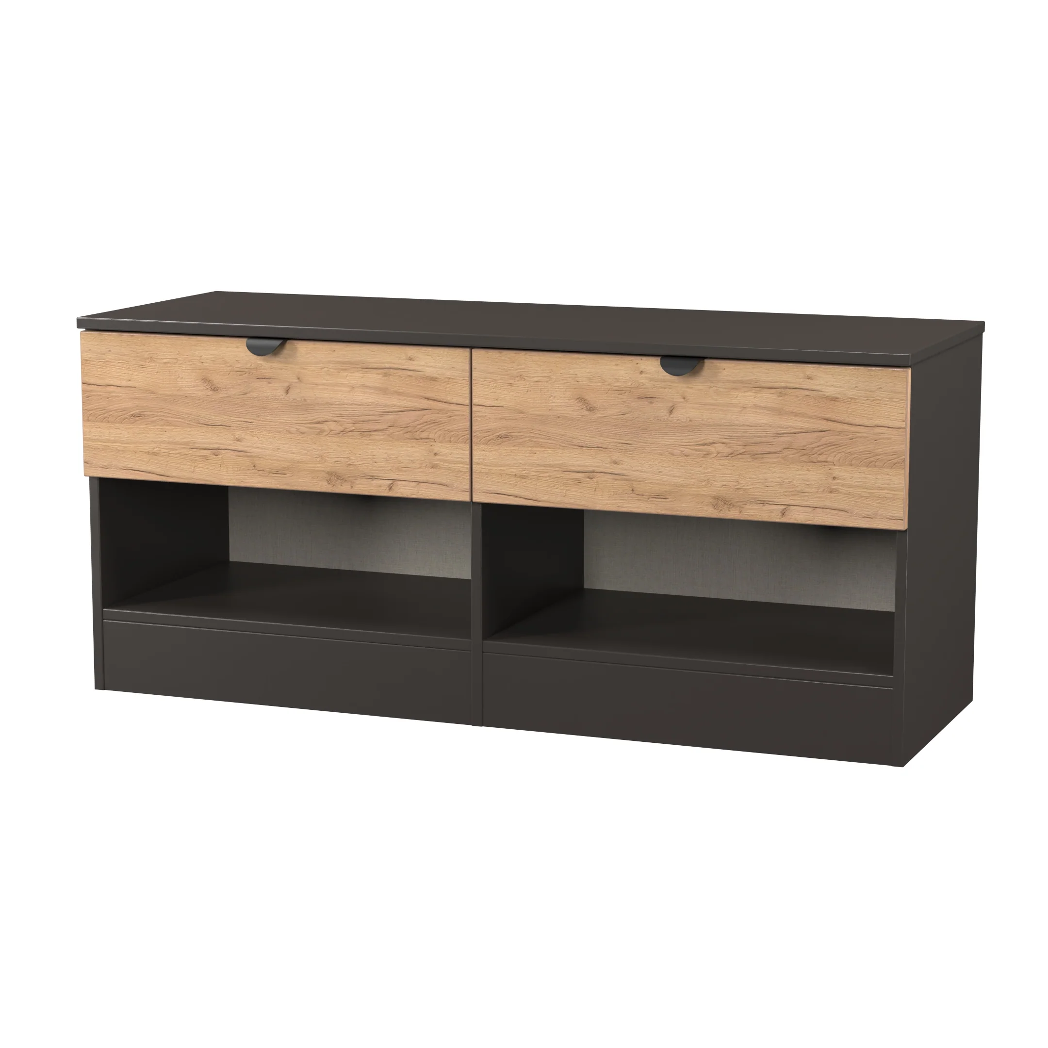 Bora 2 Drawer Bed Box in Gold Craft Oak & Graphite - Ready Assembled - Image 3