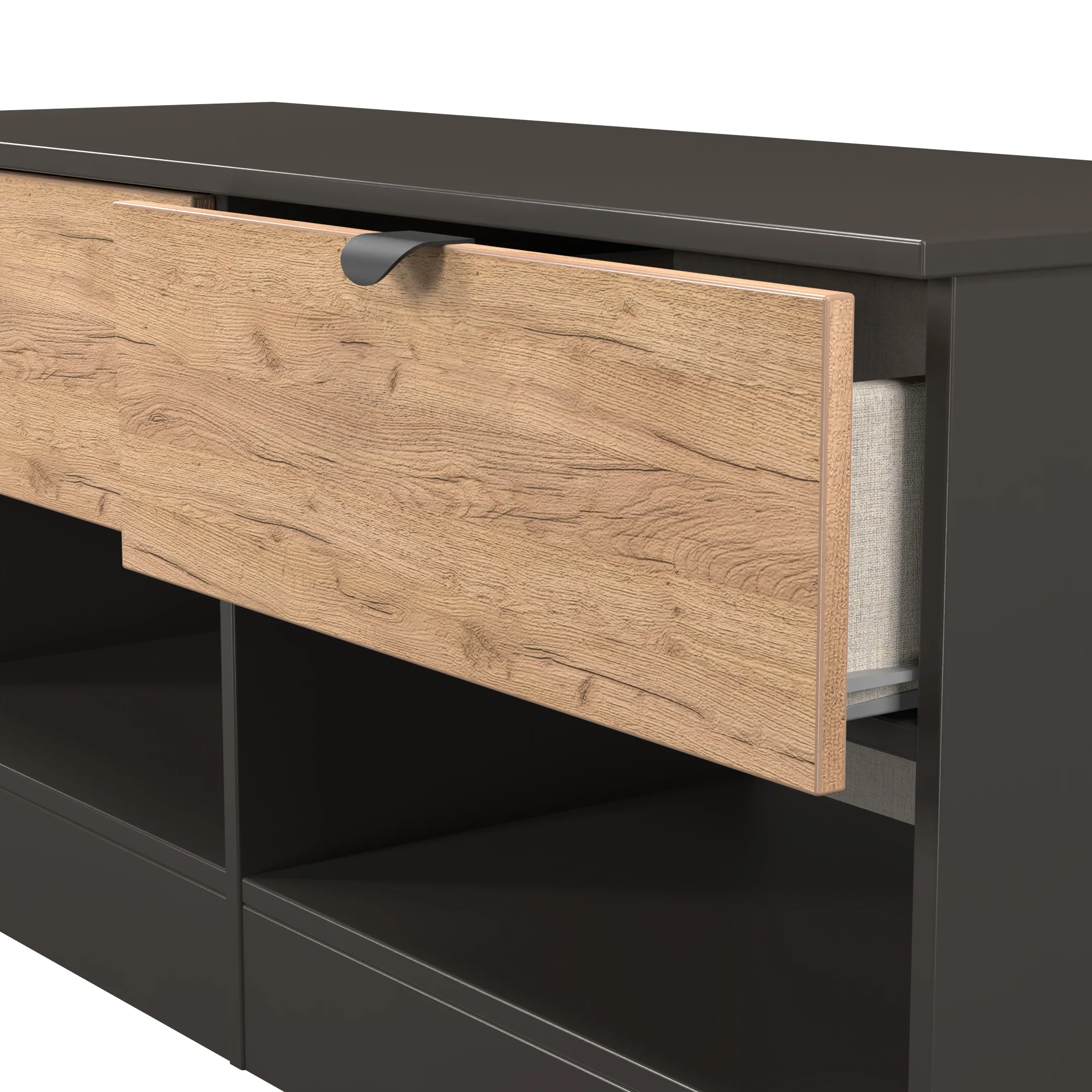 Bora 2 Drawer Bed Box in Gold Craft Oak & Graphite - Ready Assembled - Image 5